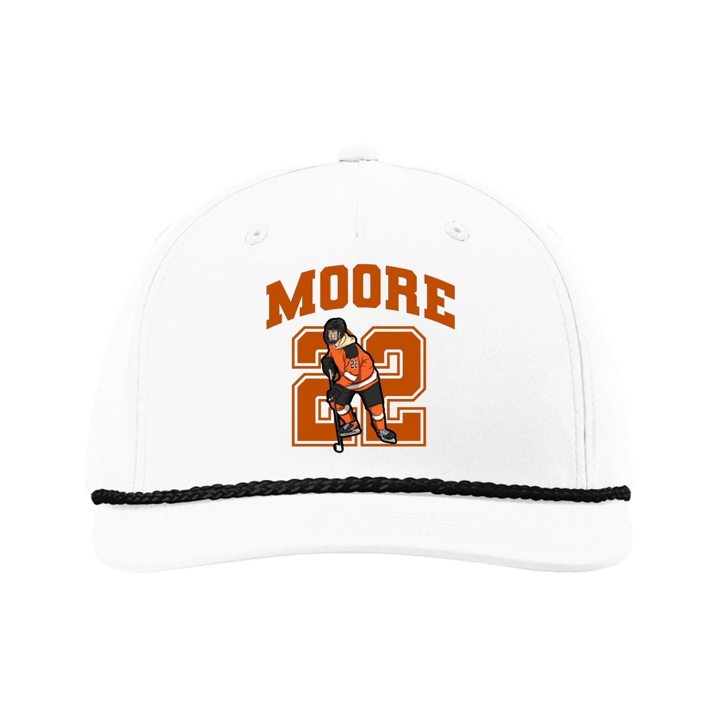 Five-Panel Classic Rope Cap — Number in White