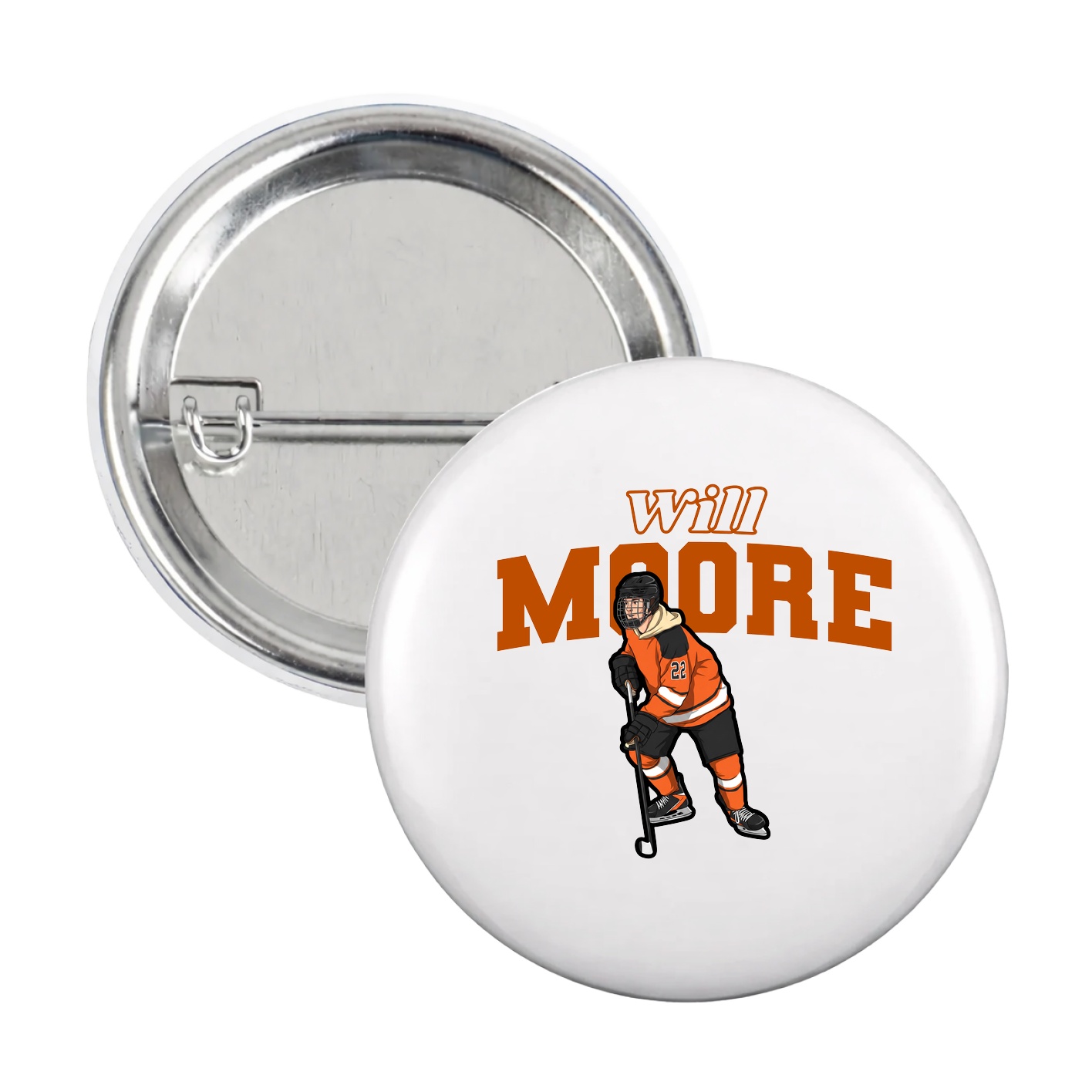 Game Day Button — Name Arch in White