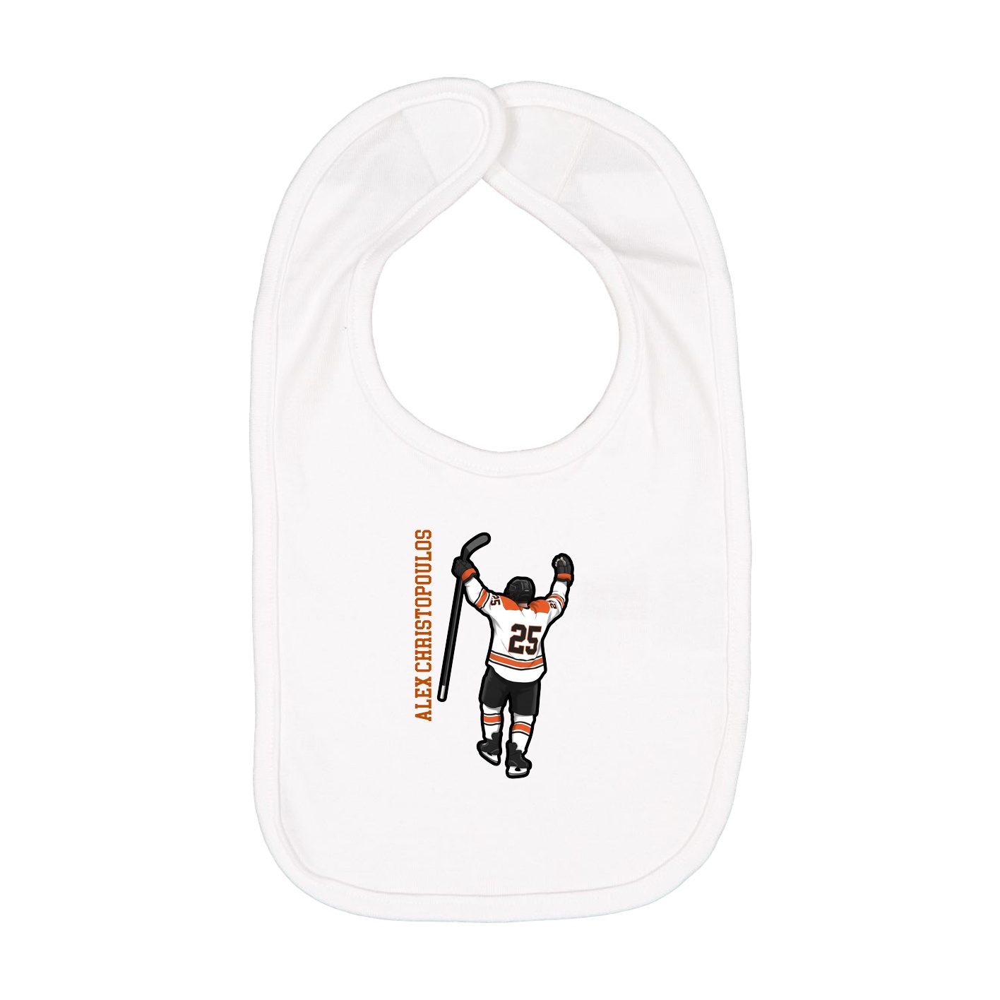 Infant Bib — Name Vertical in White