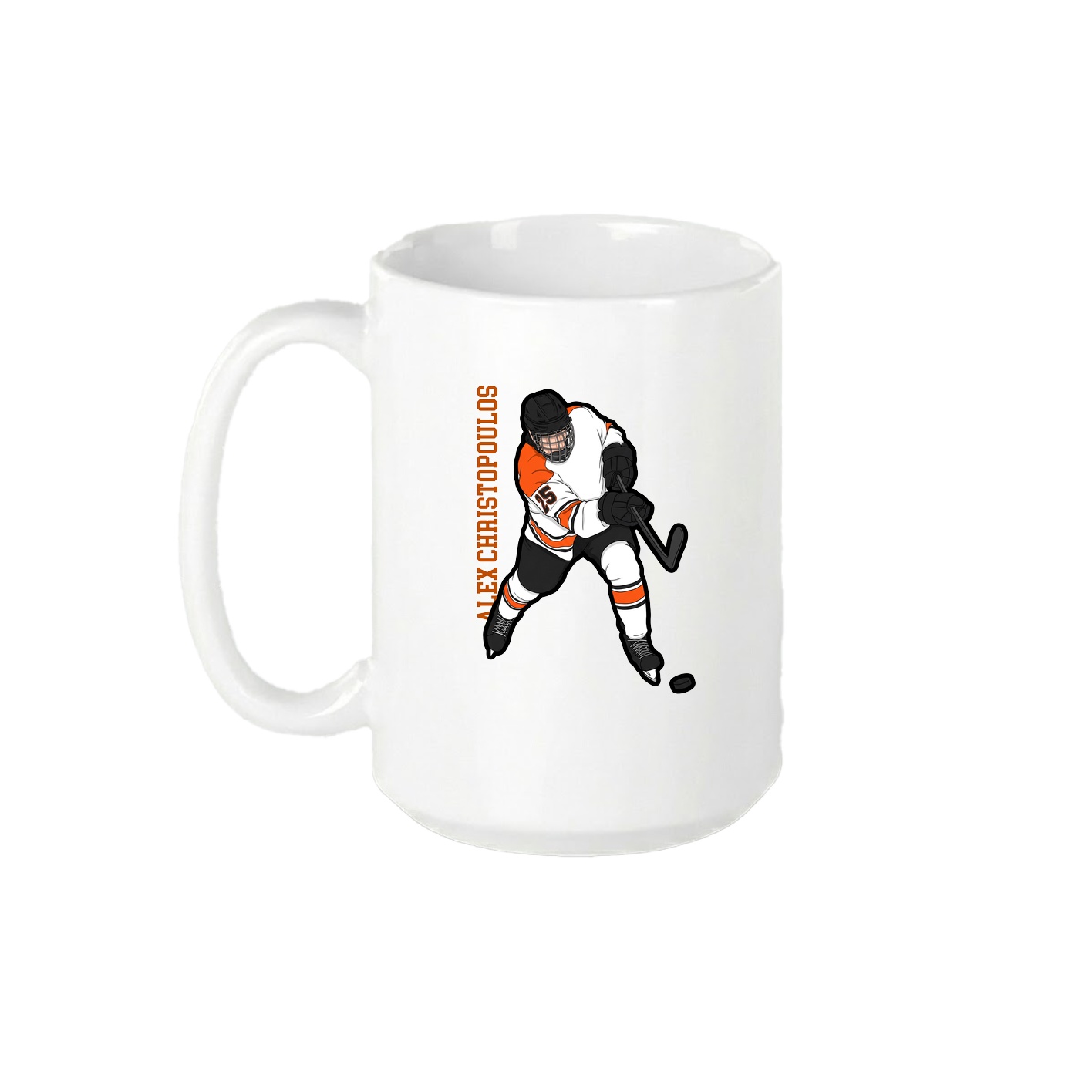 15oz Coffee Mug — Name Vertical in White