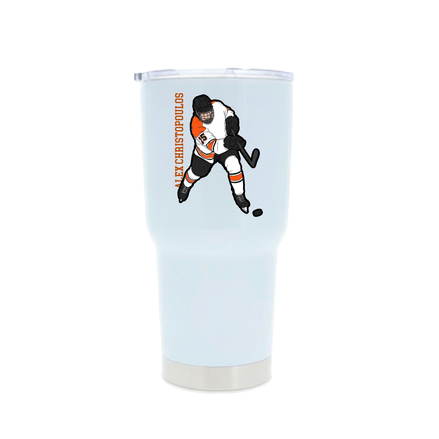 30oz Stainless Steel Tumbler — Name Vertical in White