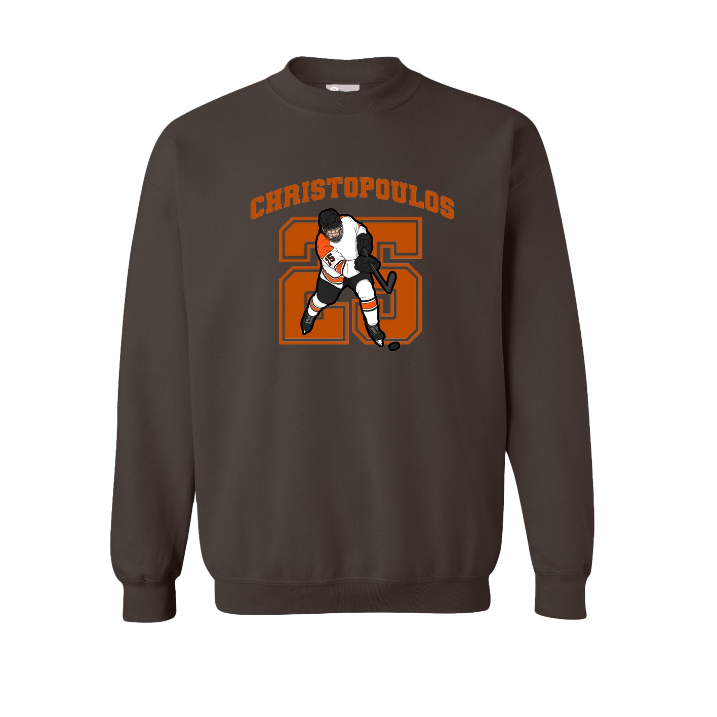 Fleece Crew — Number in Brown