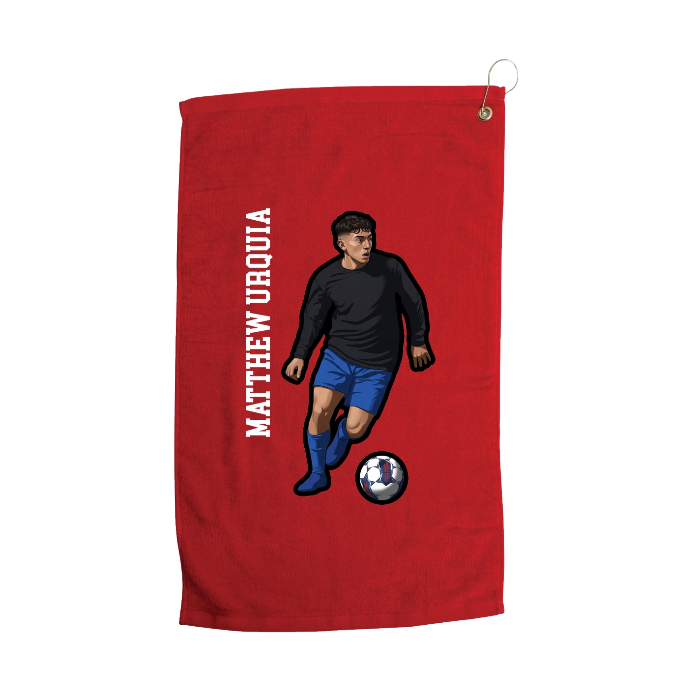 Golf Towel — Name Vertical in Red