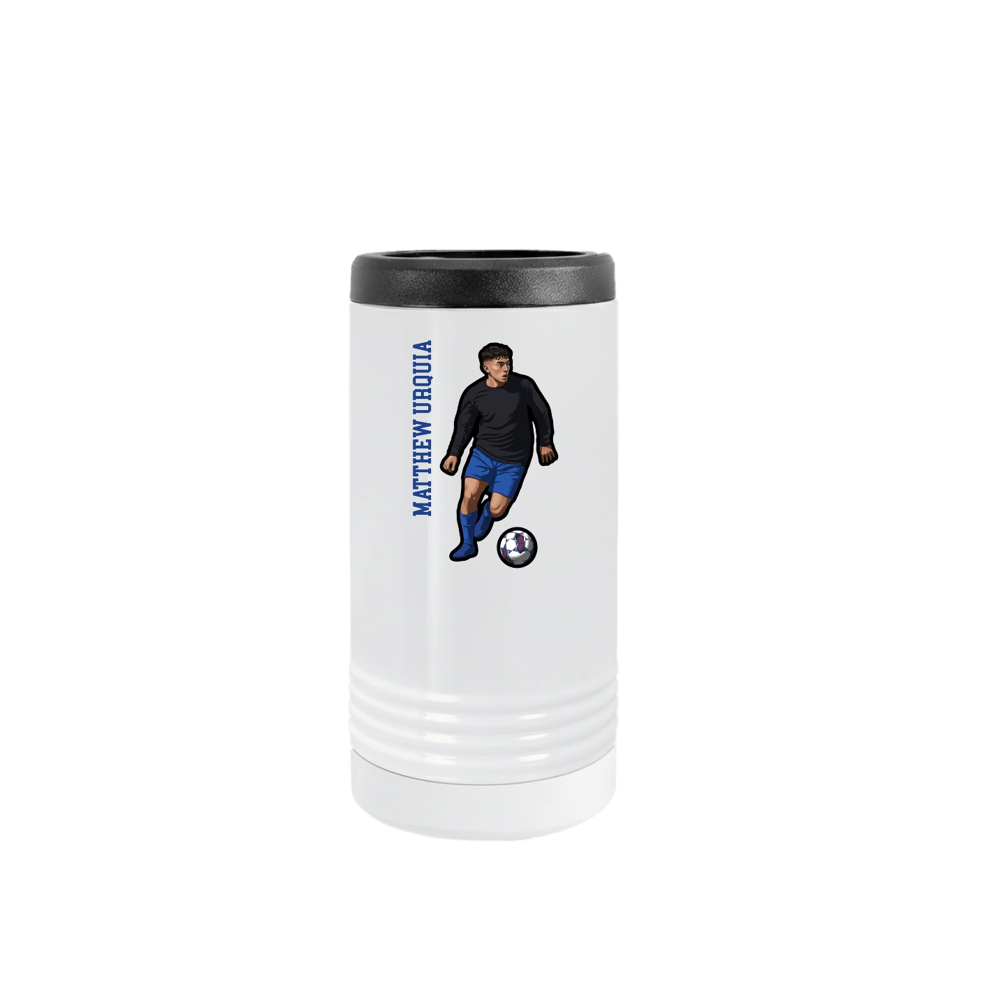 Slim Beverage Holder — Name Vertical in White