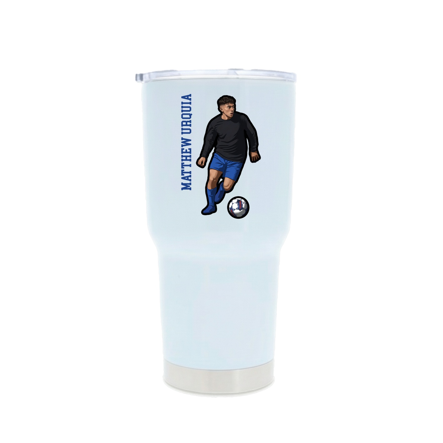 30oz Stainless Steel Tumbler — Name Vertical in White