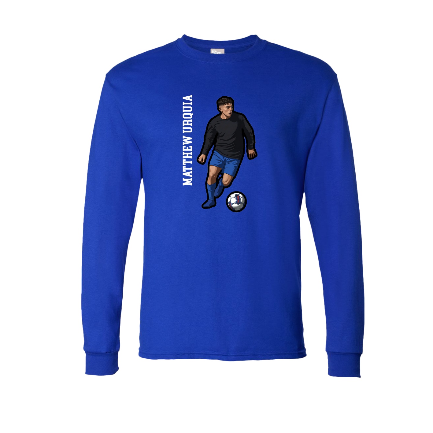 Long Sleeve Tee — Name Vertical in Royal