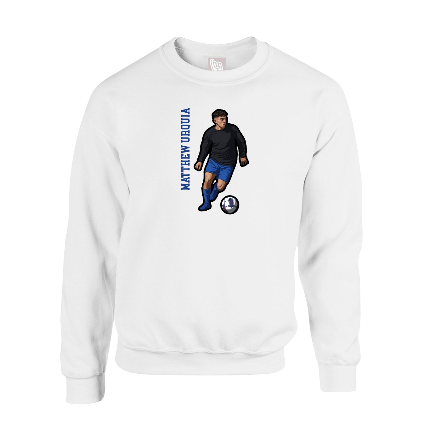 Fleece Crew — Name Vertical in White