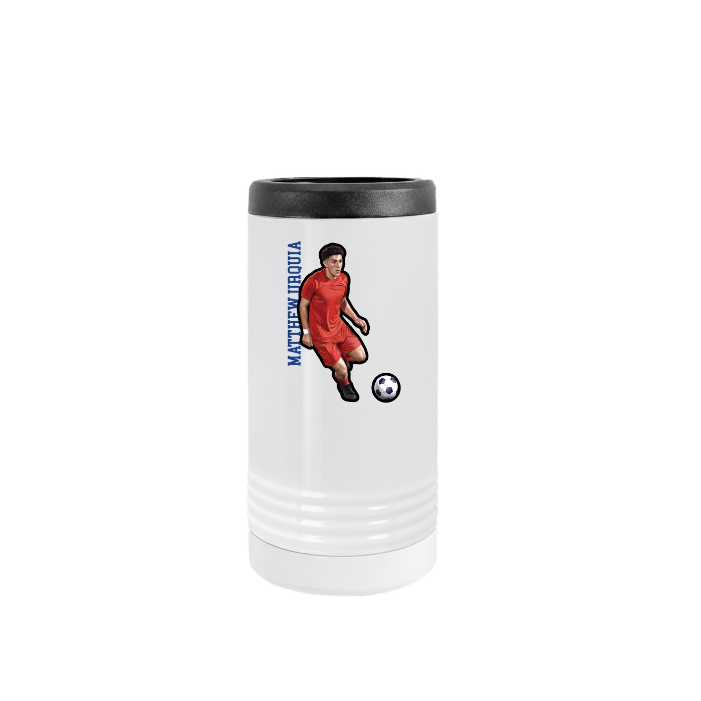 Slim Beverage Holder — Name Vertical in White