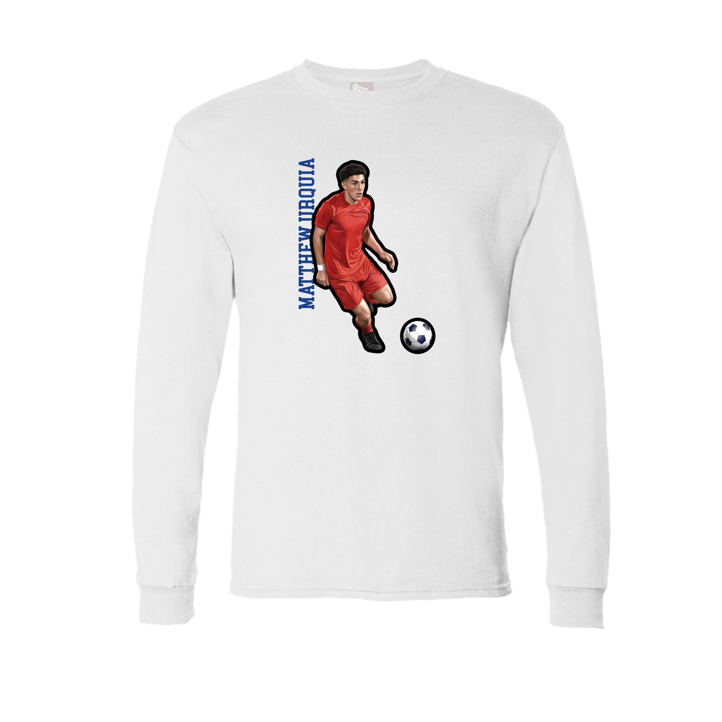 Long Sleeve Tee — Name Vertical in White