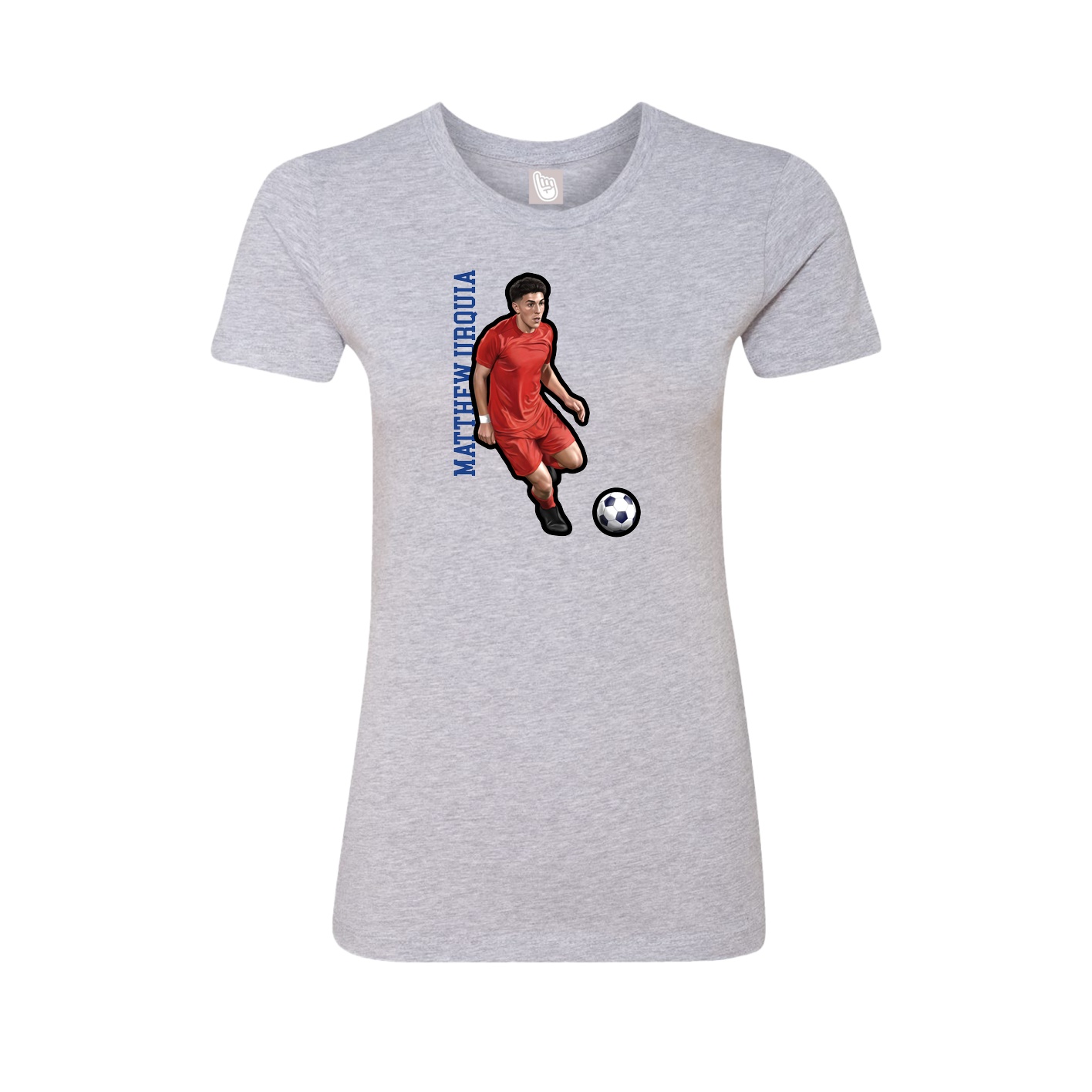 Fitted Women's Tee — Name Vertical in Grey