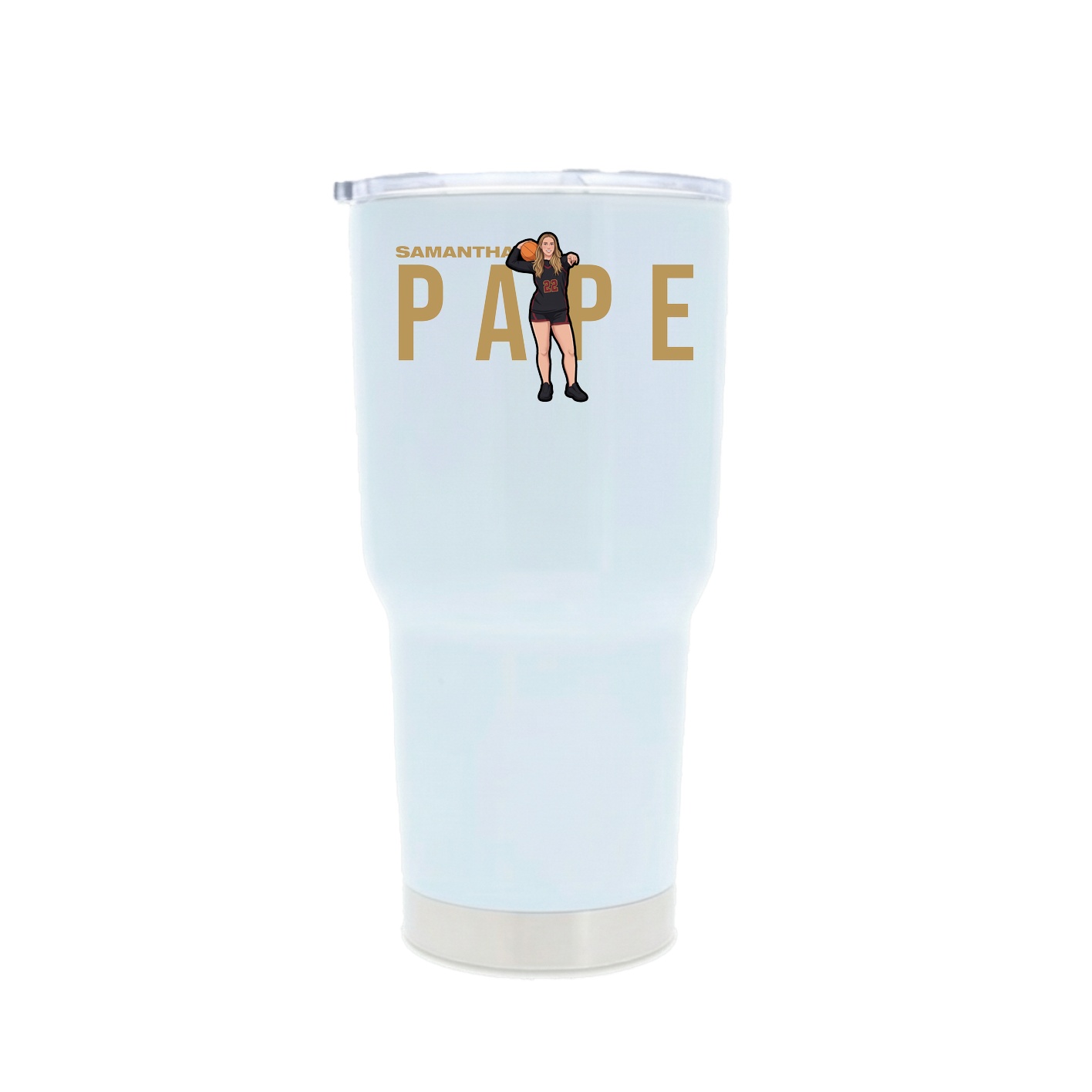 30oz Stainless Steel Tumbler — Player Name in White