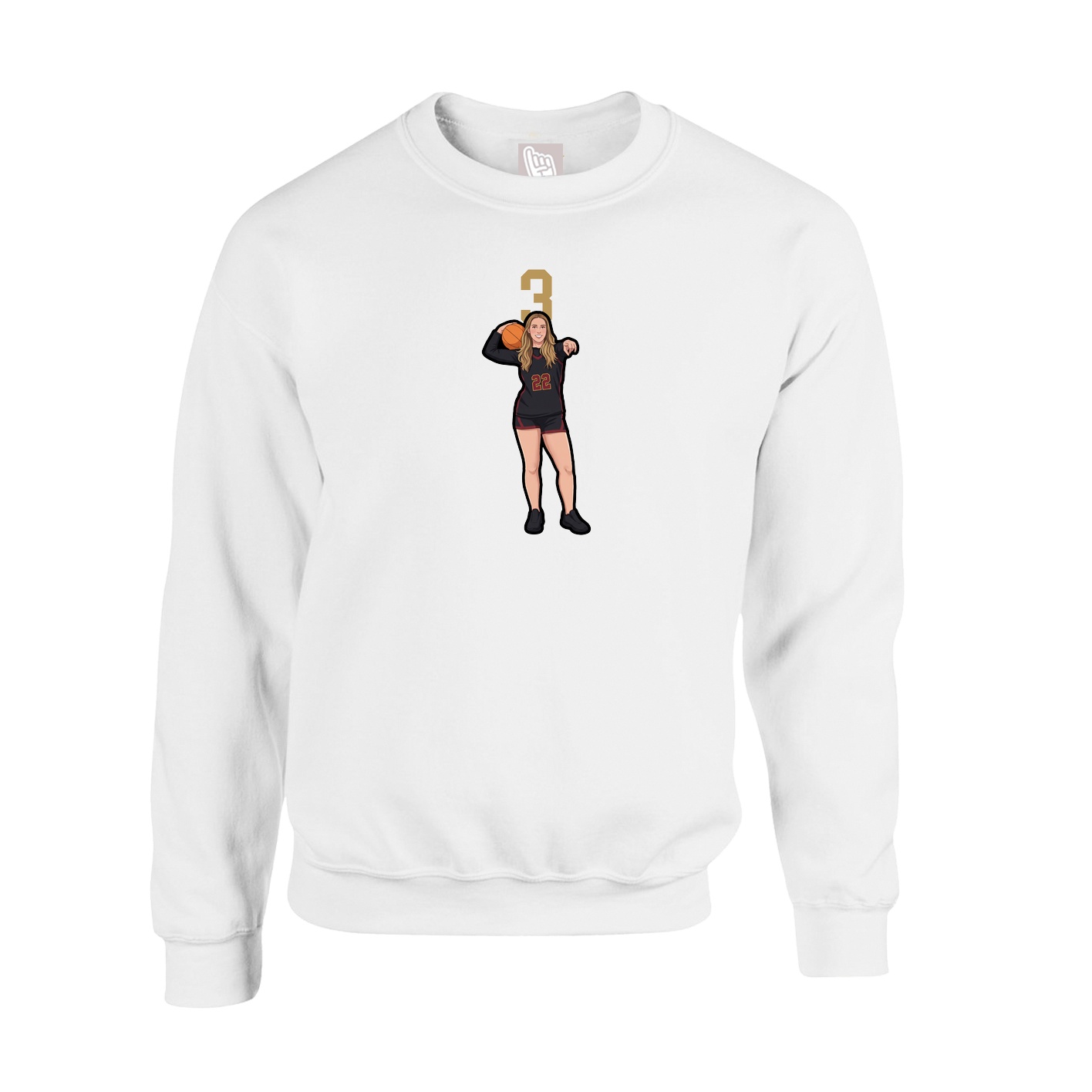 Fleece Crew — Number Top in White