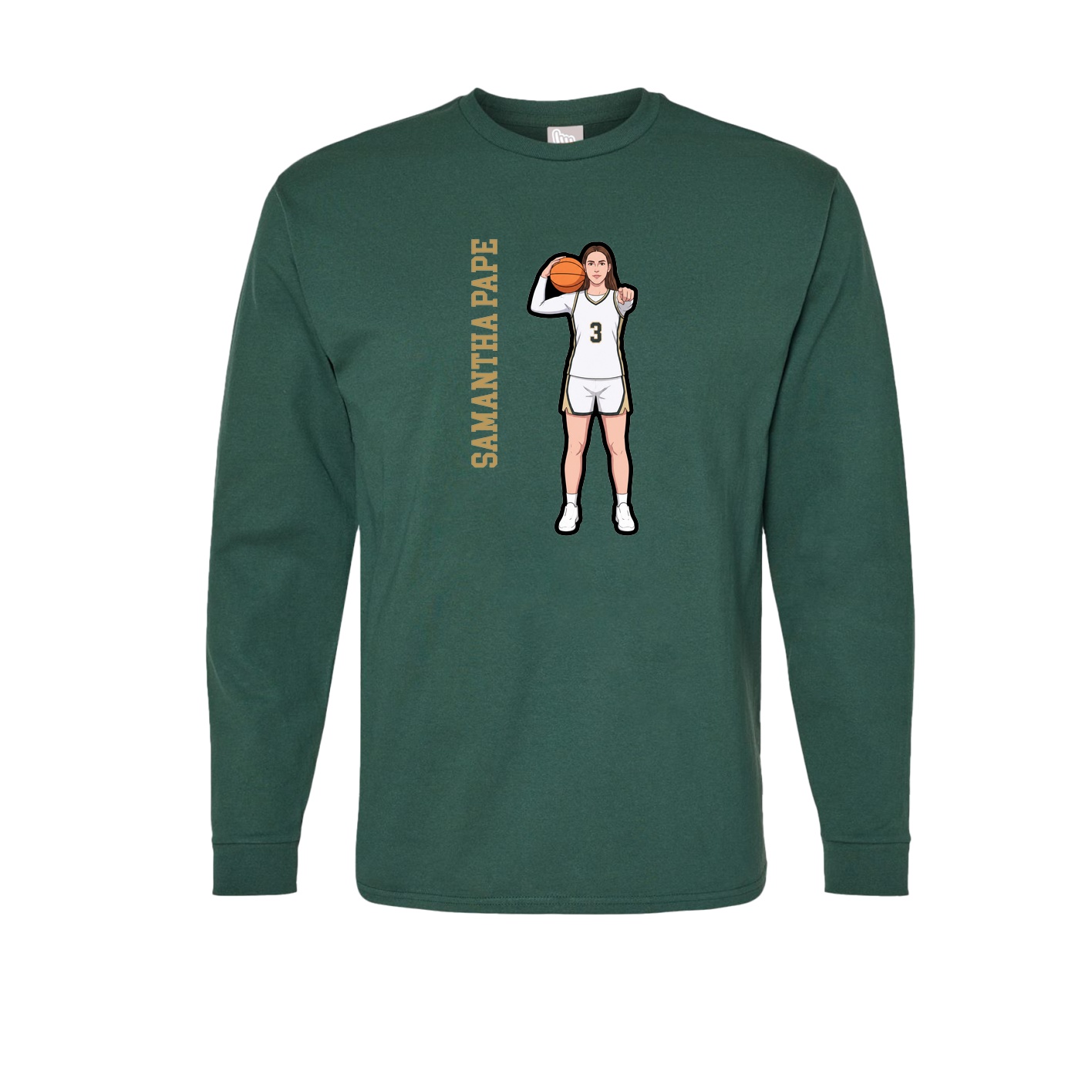 Long Sleeve Tee — Name Vertical in Green