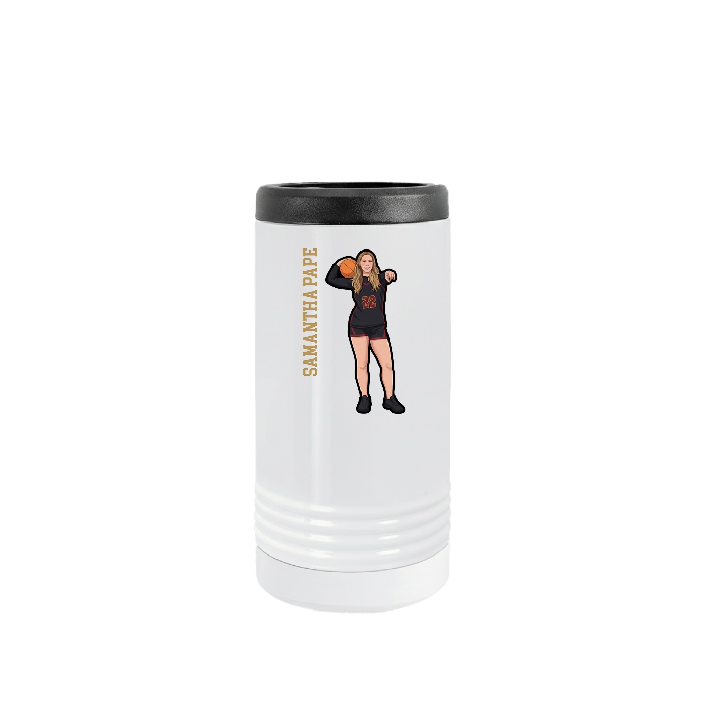 Slim Beverage Holder — Name Vertical in White