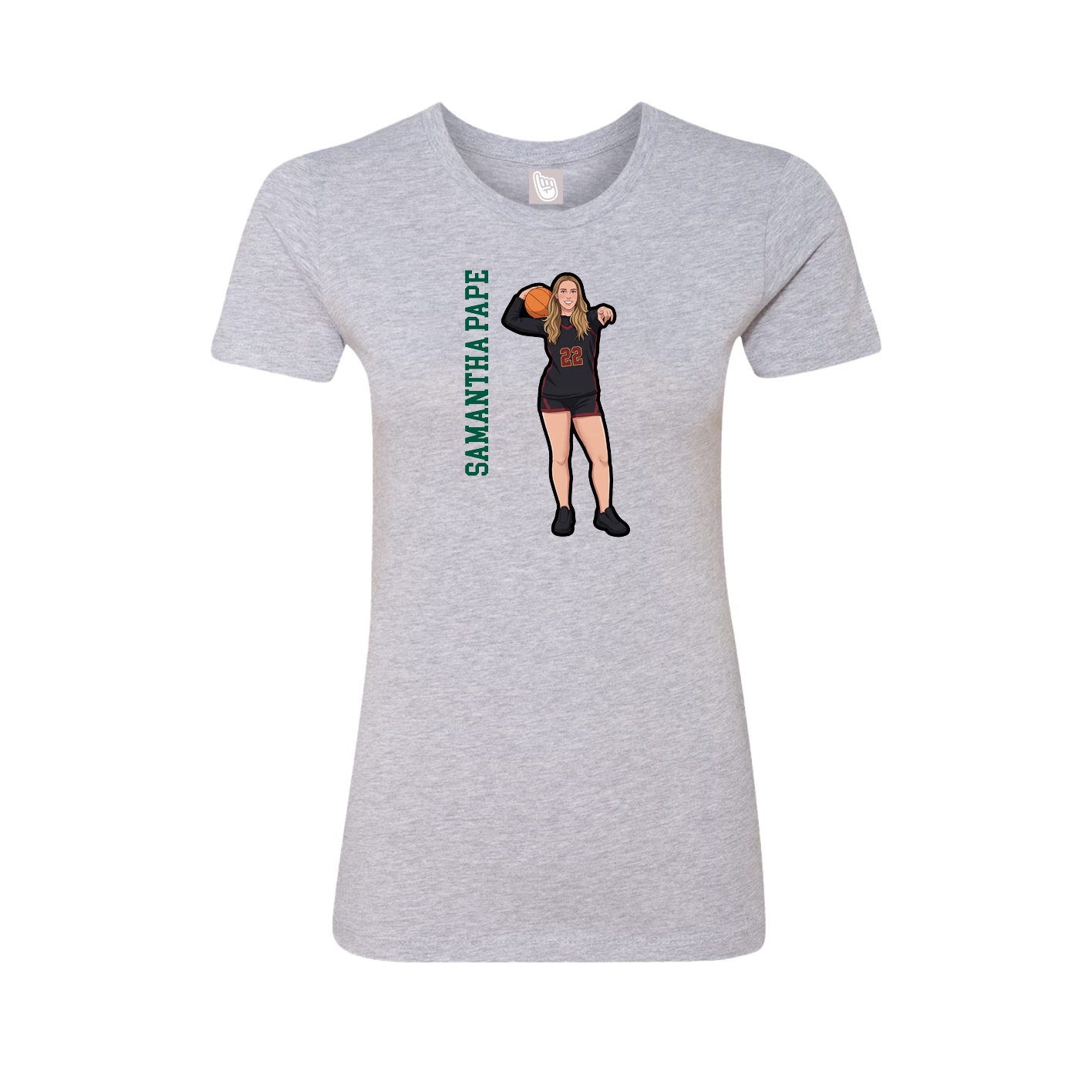 Fitted Women's Tee — Name Vertical in Grey