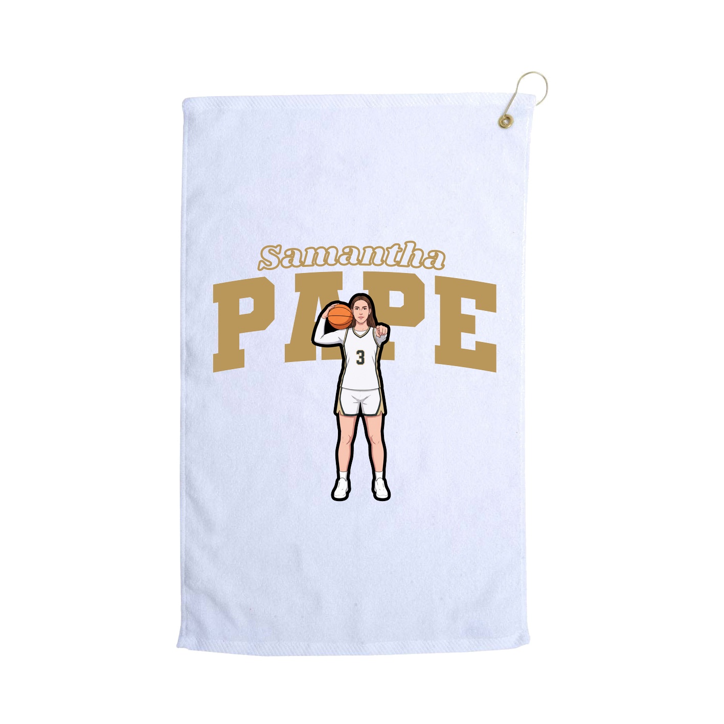 Golf Towel — Name Arch in White