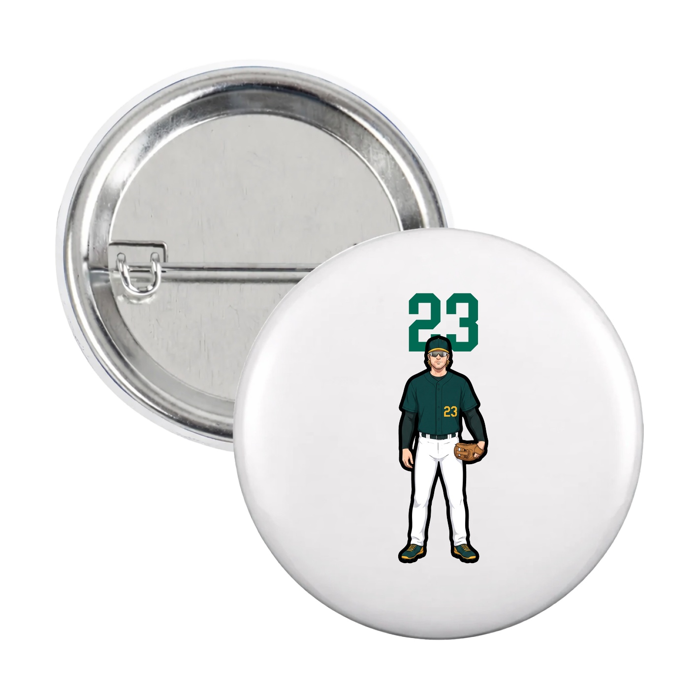 Game Day Button — Number Top in White