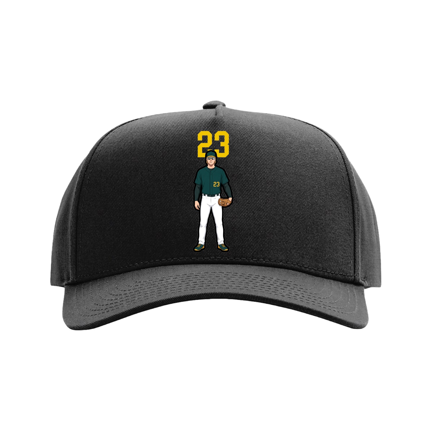 Full Fabric Five-Panel Champ Cap — Number Top in Black