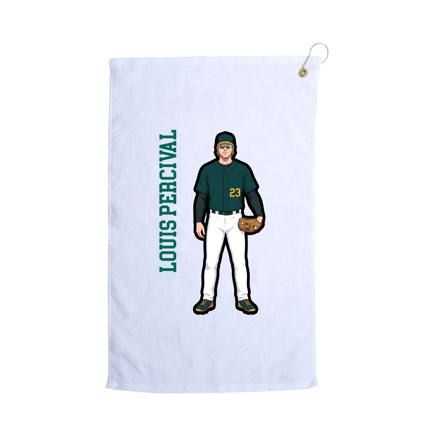 Golf Towel — Name Vertical in White