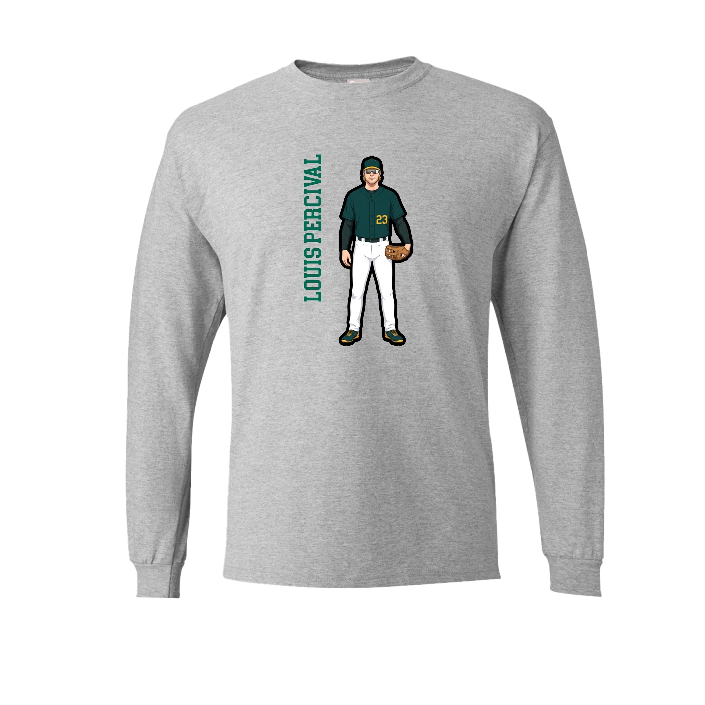 Long Sleeve Tee — Name Vertical in Grey