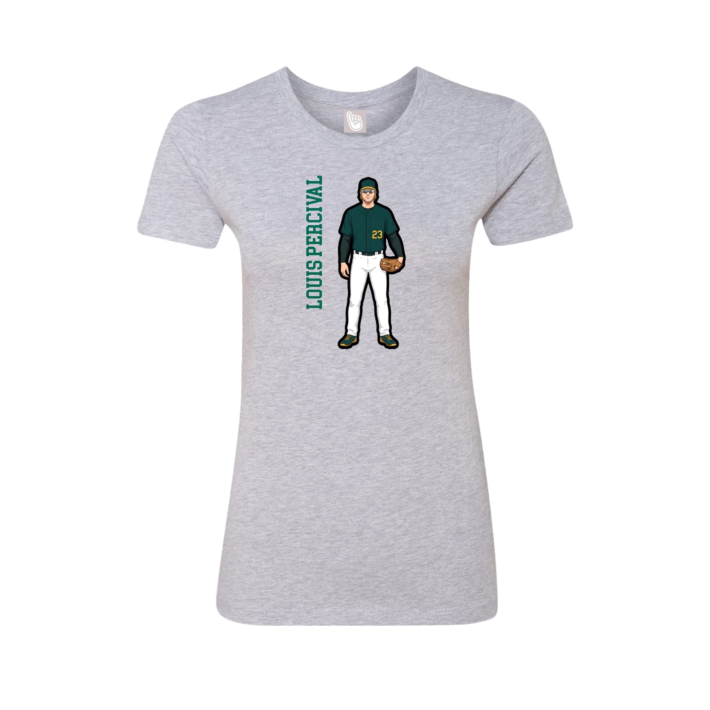 Fitted Women's Tee — Name Vertical in Grey
