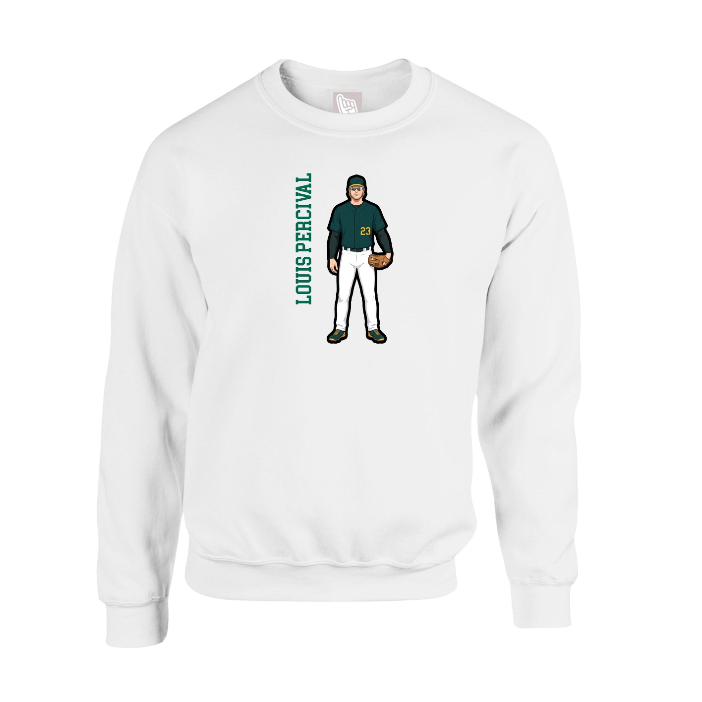 Fleece Crew — Name Vertical in White