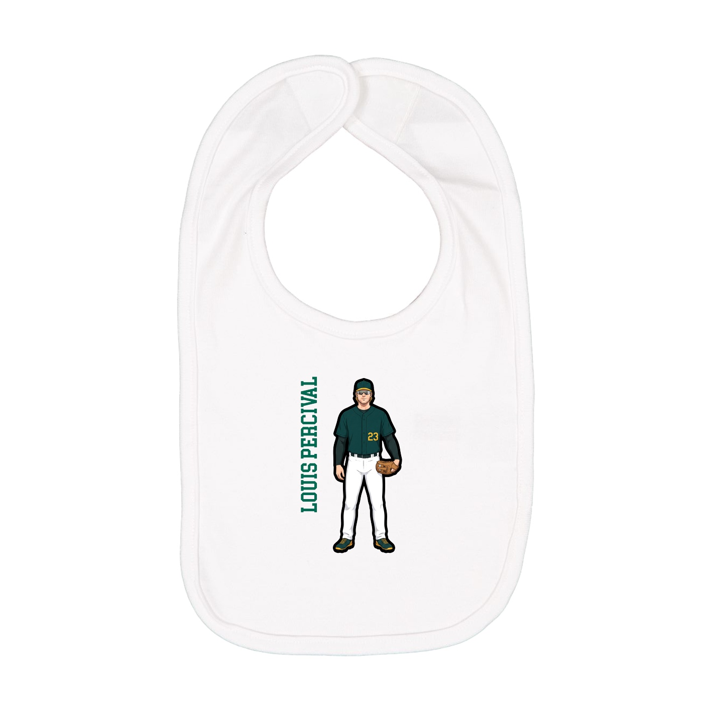 Infant Bib — Name Vertical in White
