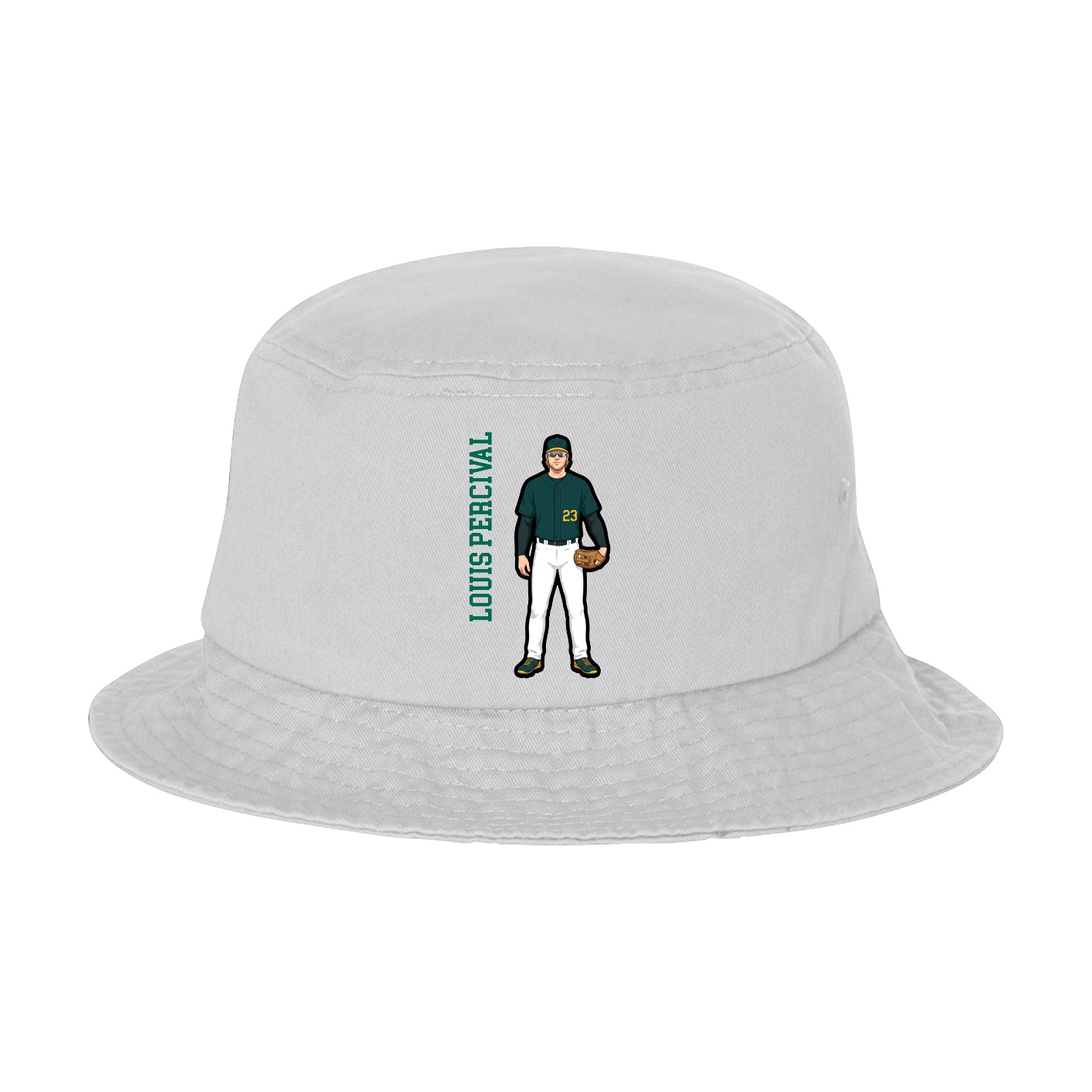 Bucket Cap — Name Vertical in White