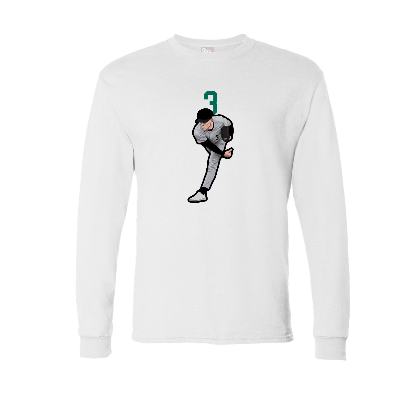 Long Sleeve Tee — Number Top in White