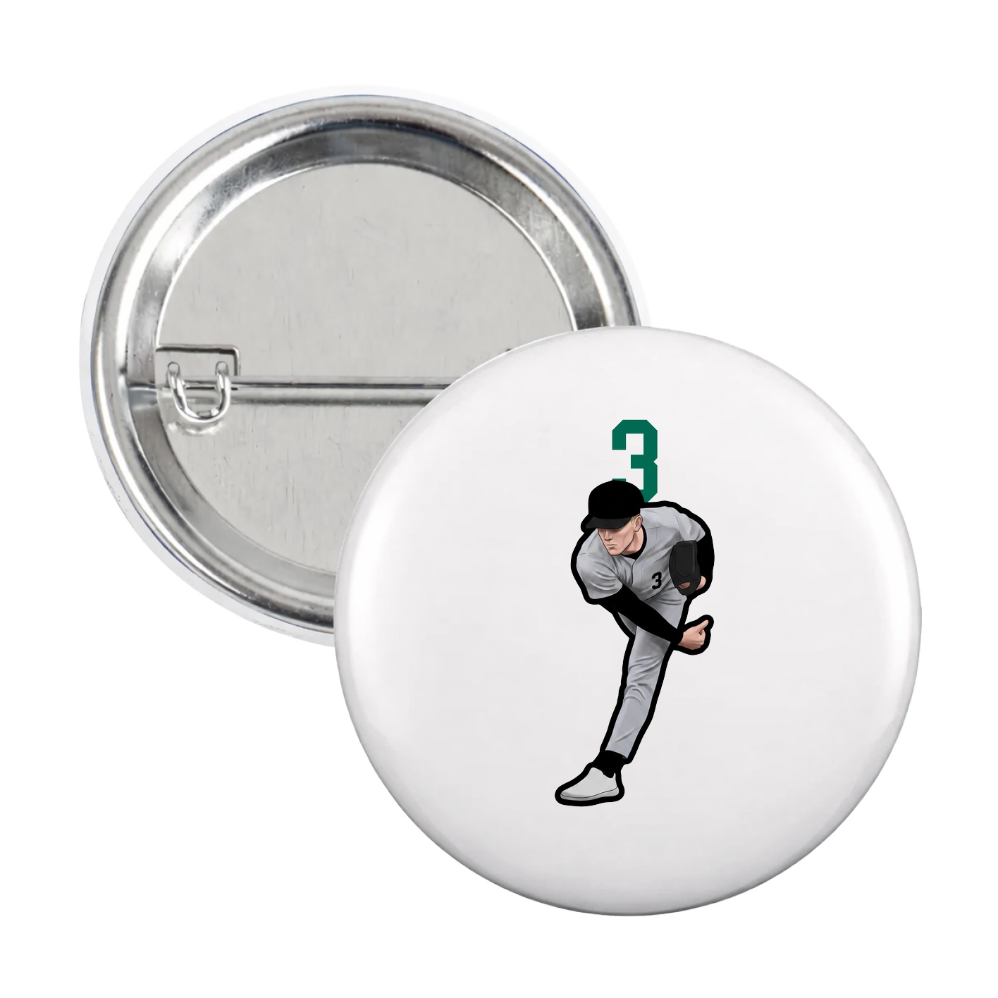 Game Day Button — Number Top in White