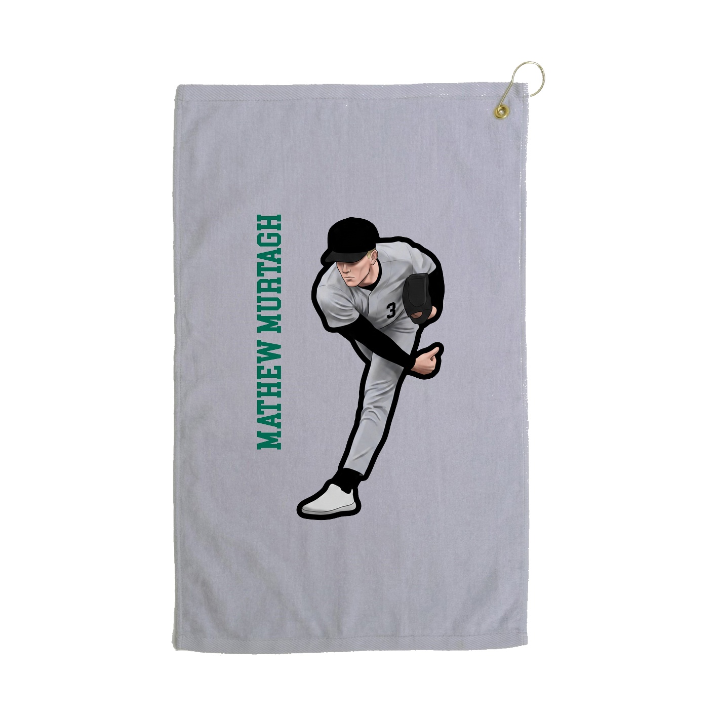 Golf Towel — Name Vertical in Grey