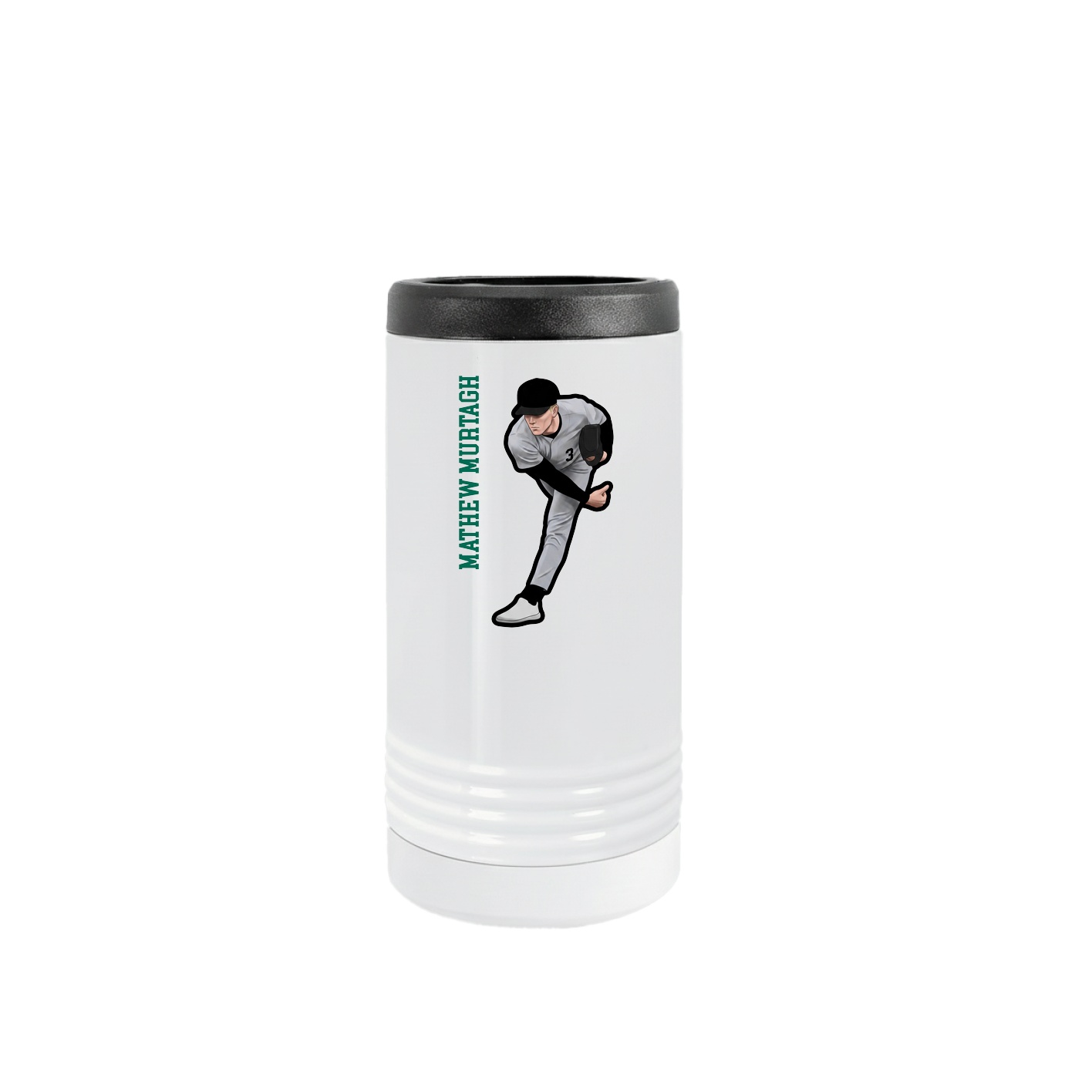 Slim Beverage Holder — Name Vertical in White