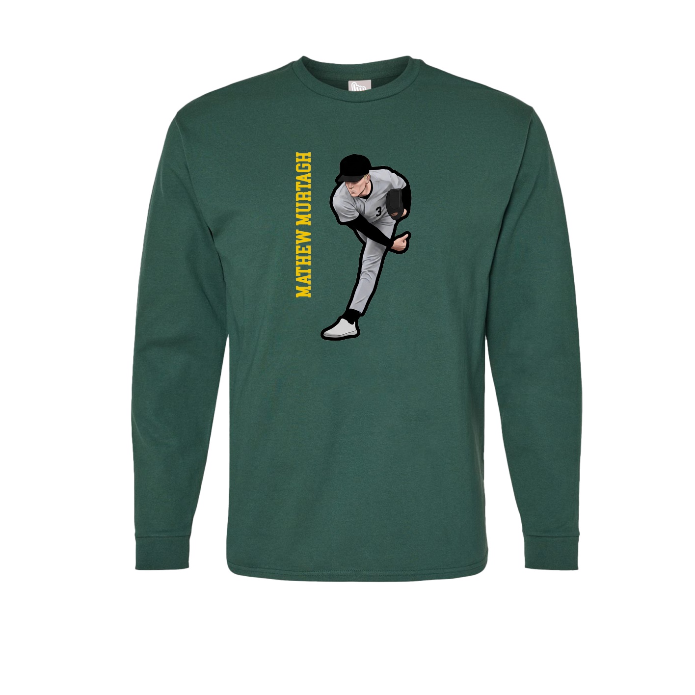 Long Sleeve Tee — Name Vertical in Green