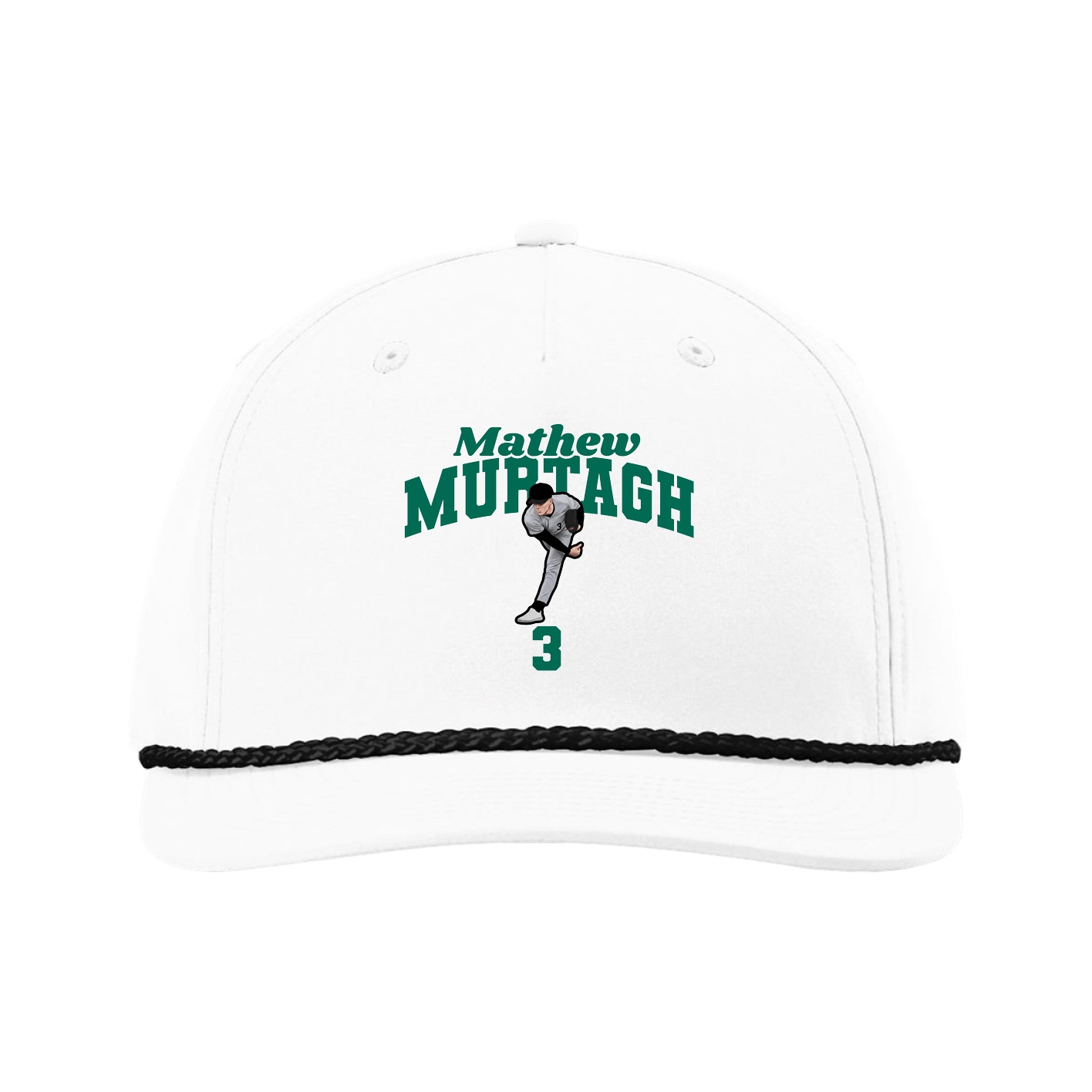 Five-Panel Classic Rope Cap — Signature Arch in White