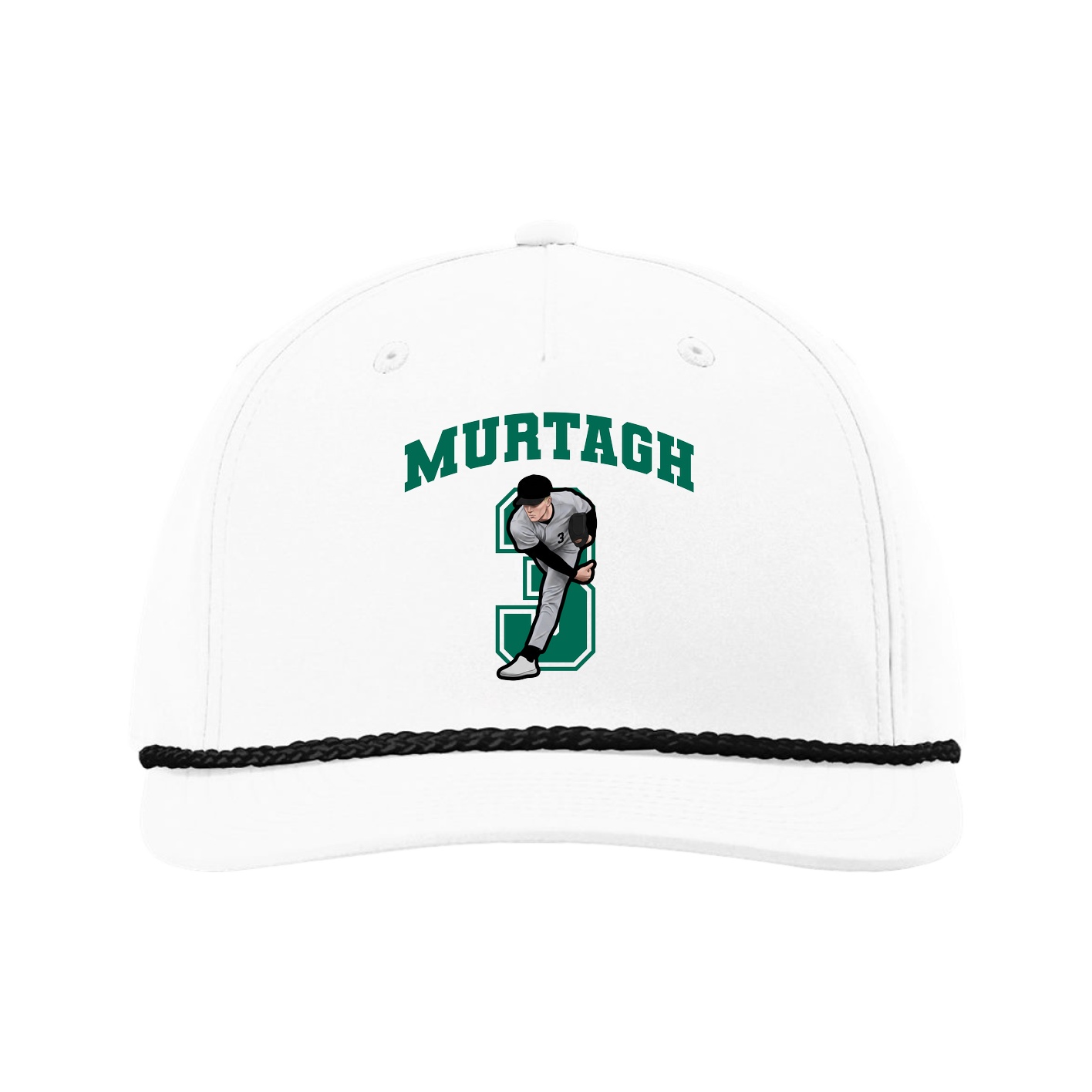 Five-Panel Classic Rope Cap — Number in White