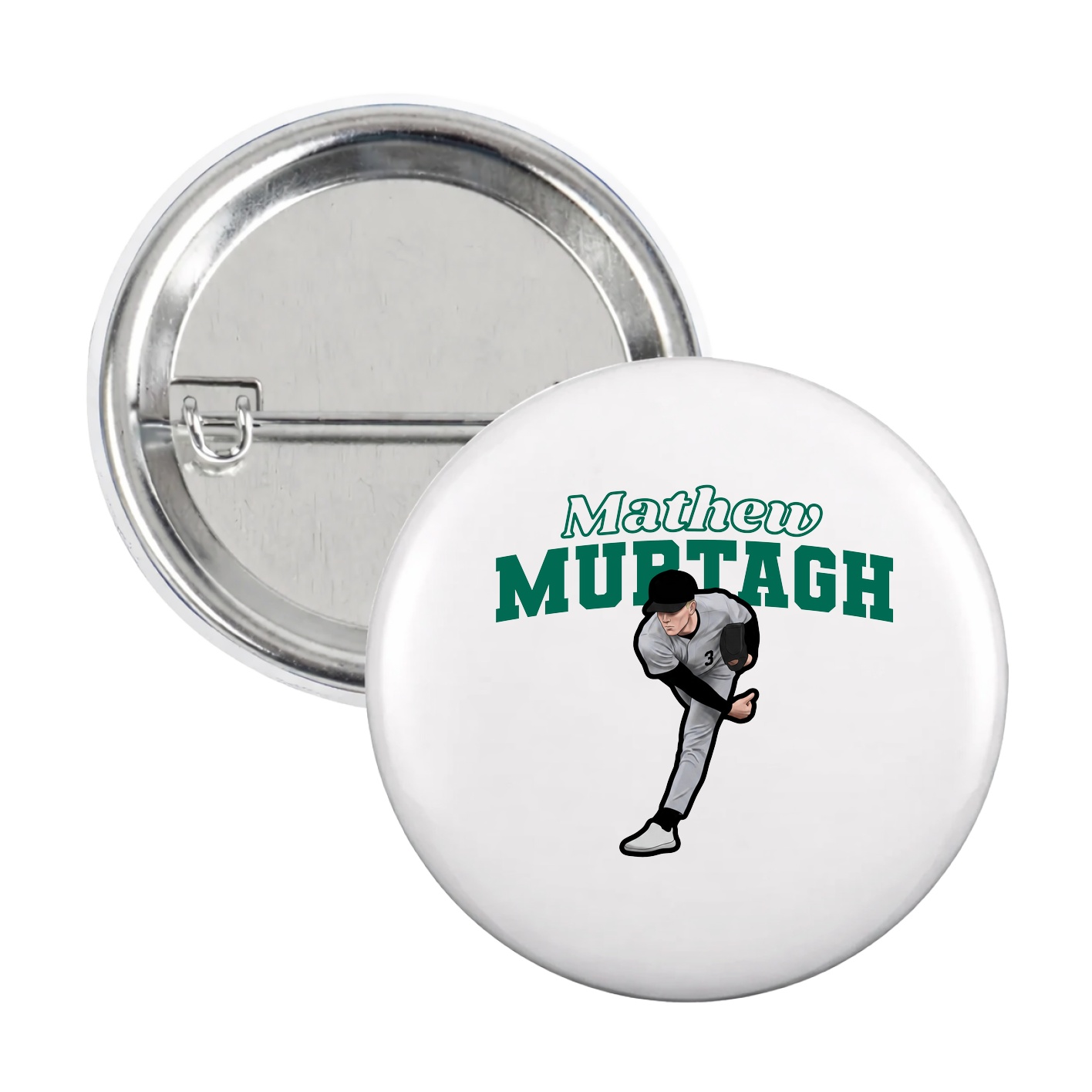 Game Day Button — Name Arch in White