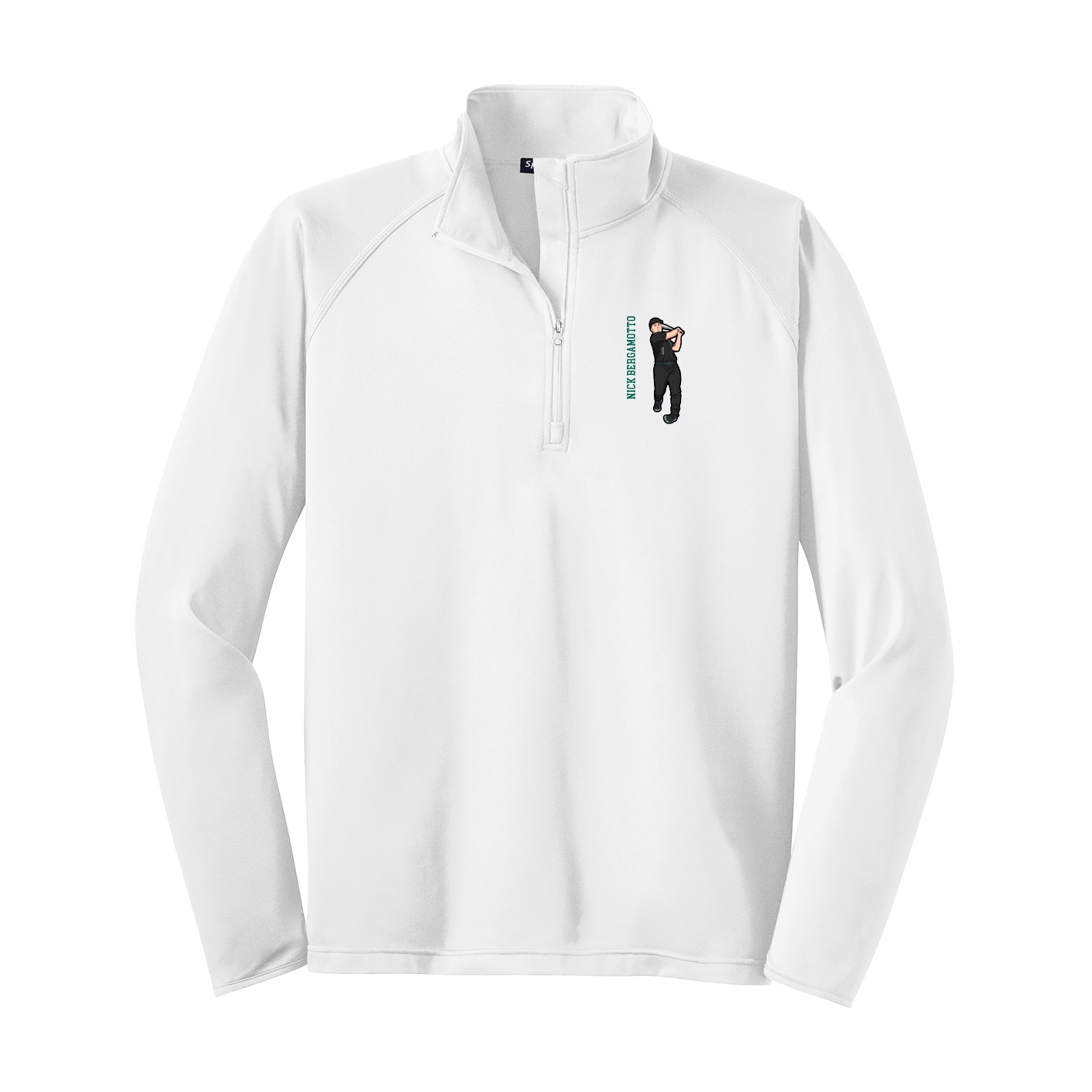 Q-Zip Pullover — Name Vertical in White