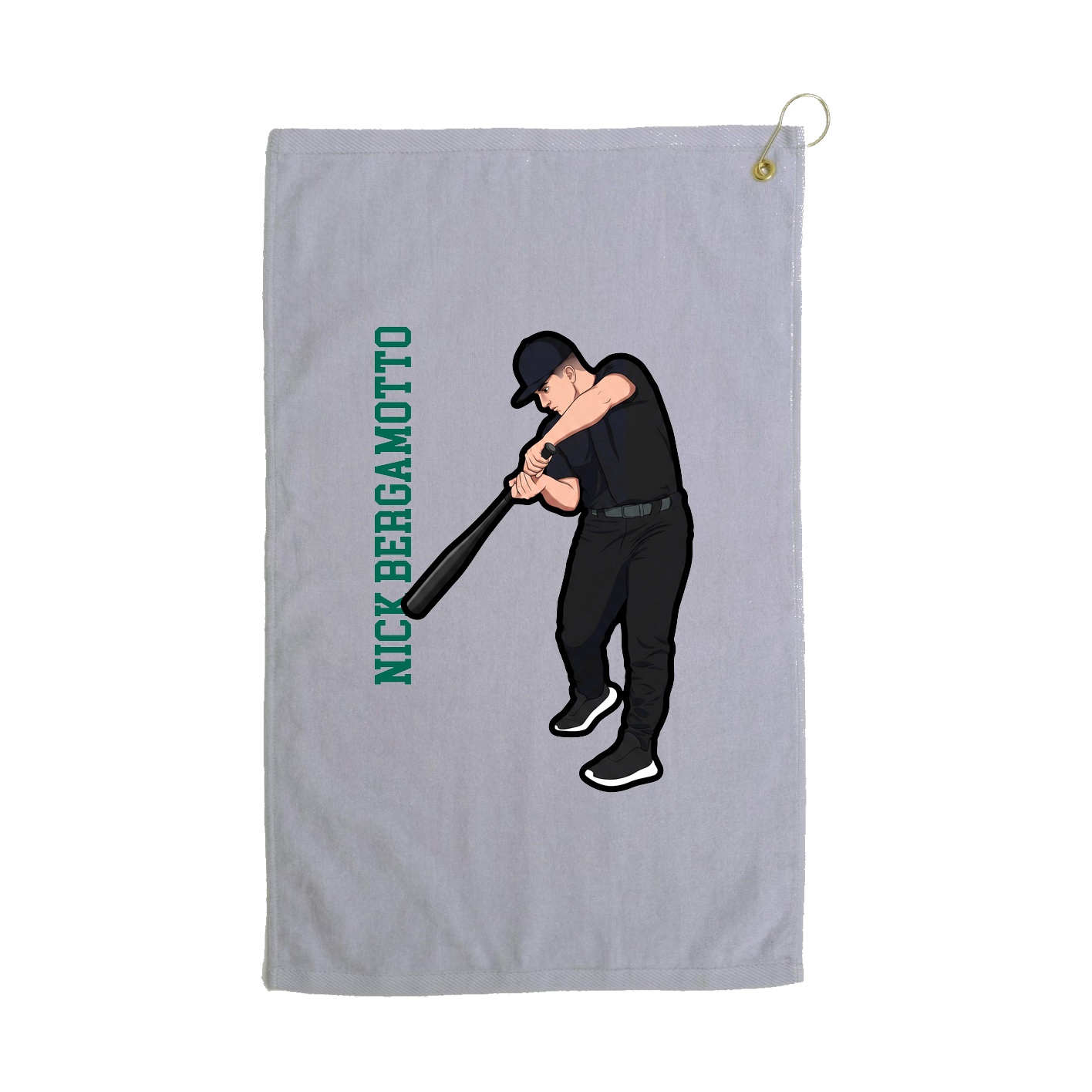 Golf Towel — Name Vertical in Grey
