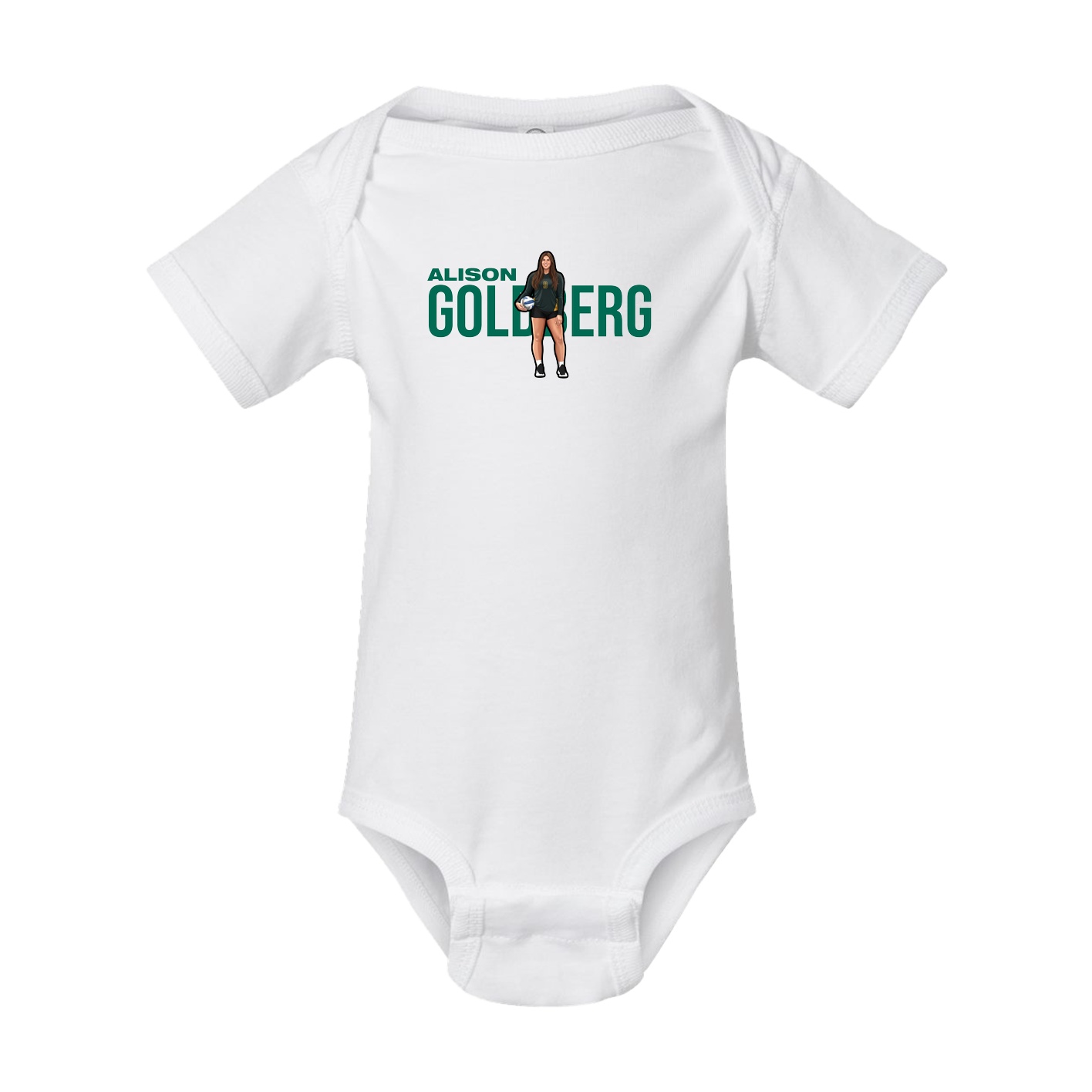 Baby Onesie — Player Name in White