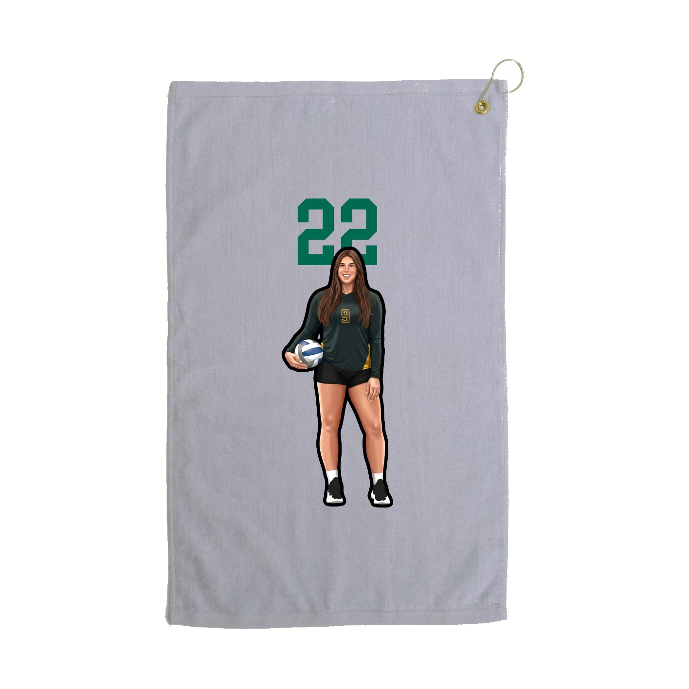 Golf Towel — Number Top in Grey