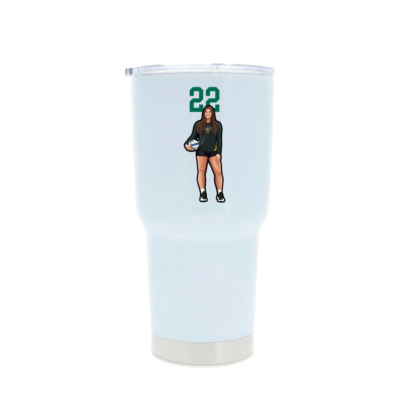 30oz Stainless Steel Tumbler — Number Top in White