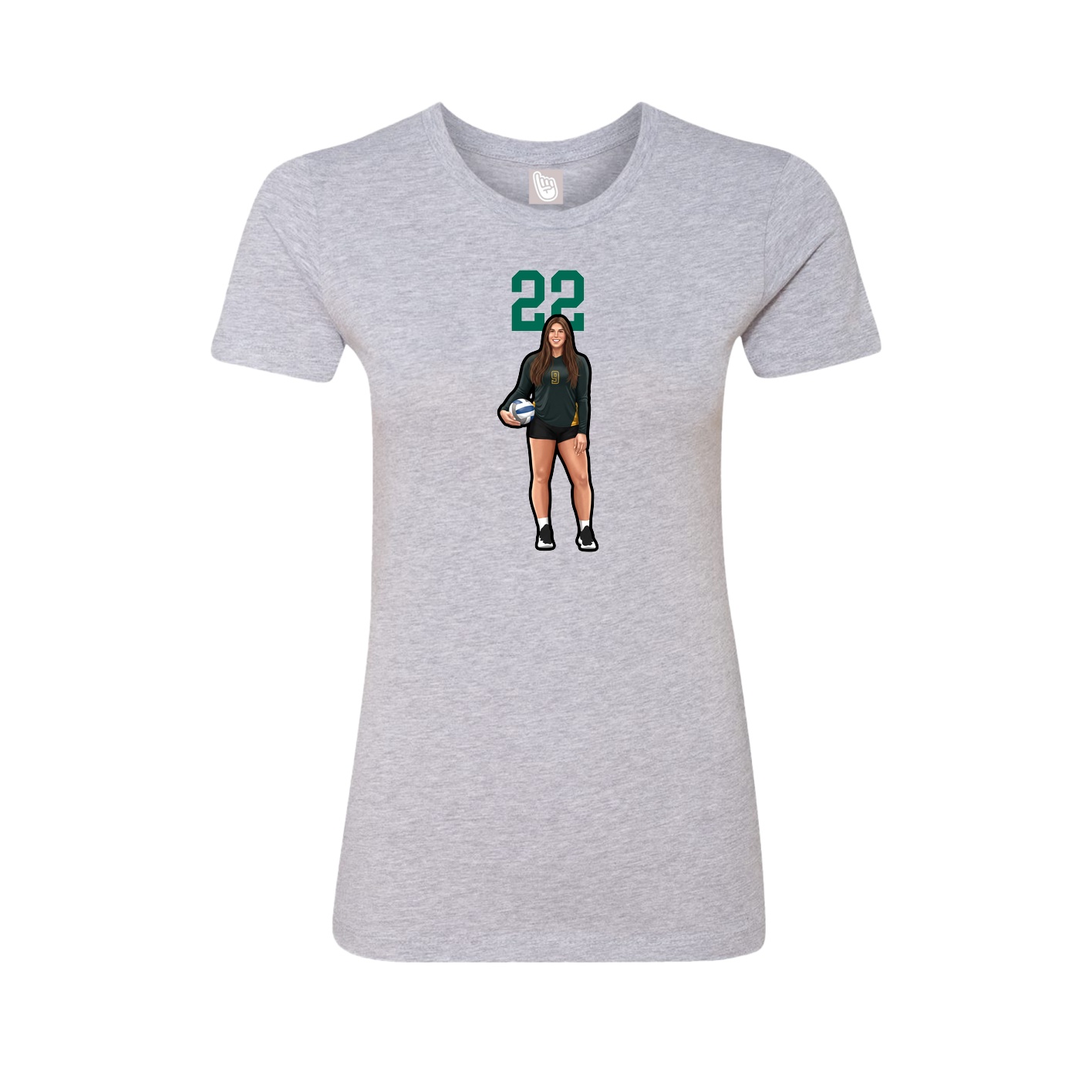Fitted Women's Tee — Number Top in Grey