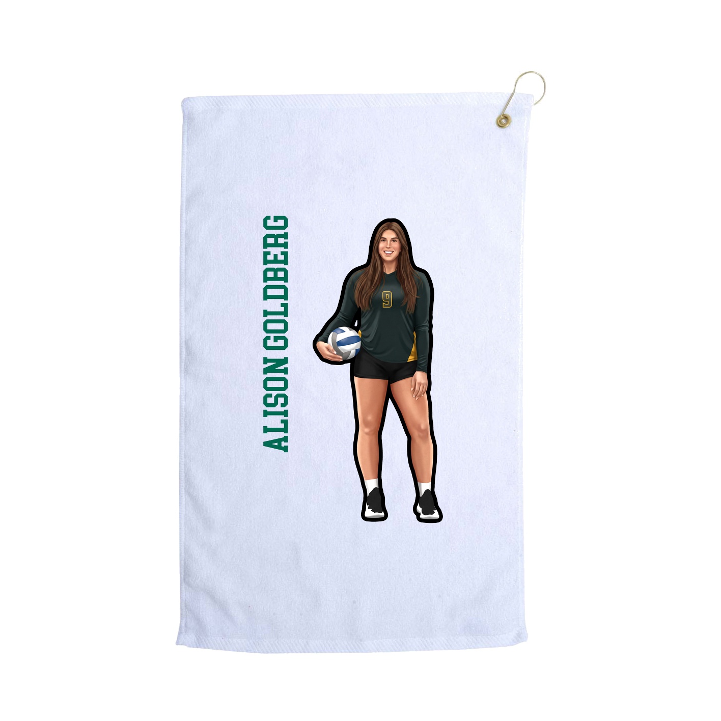 Golf Towel — Name Vertical in White