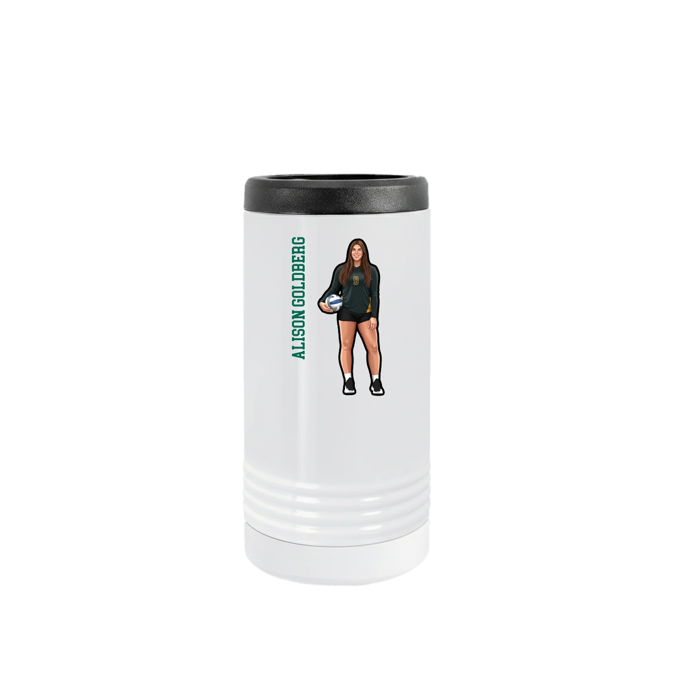 Slim Beverage Holder — Name Vertical in White