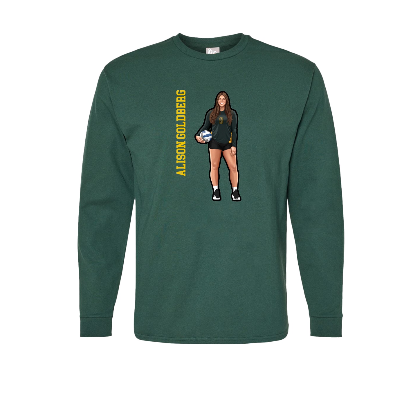Long Sleeve Tee — Name Vertical in Green