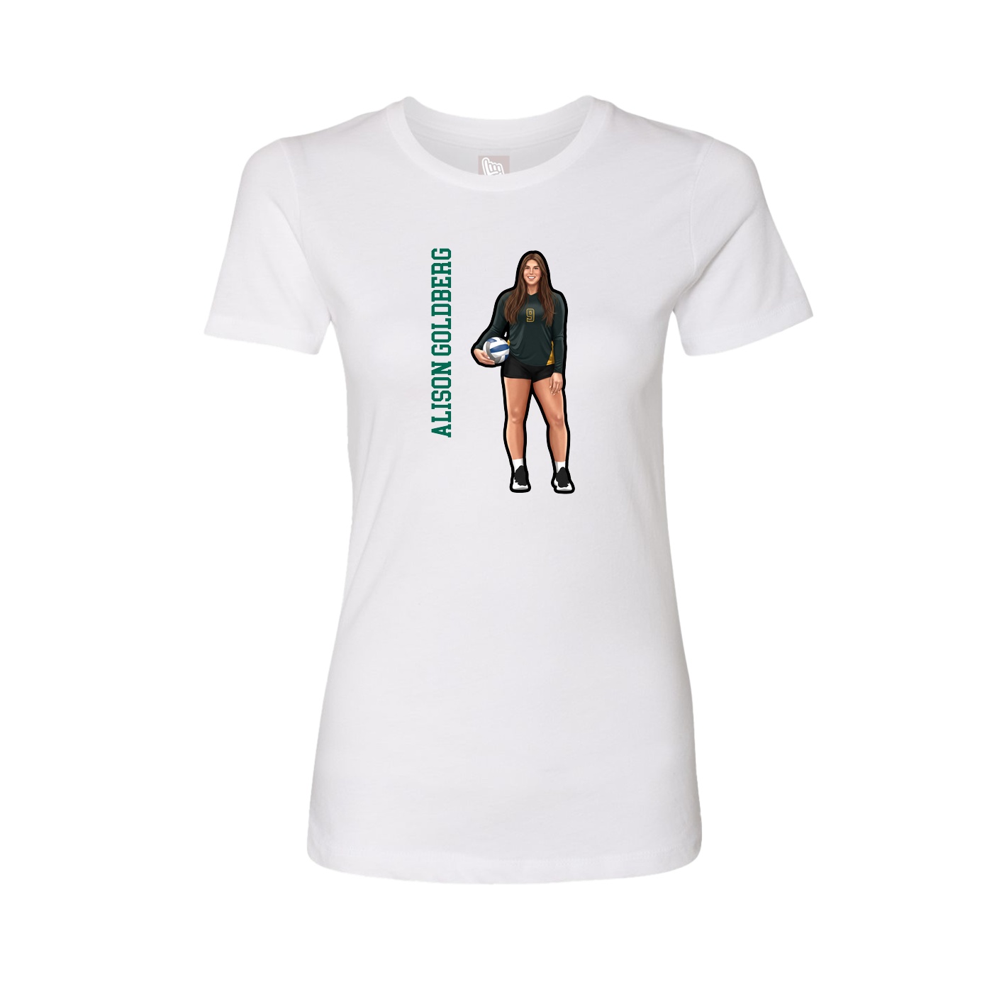 Fitted Women's Tee — Name Vertical in White