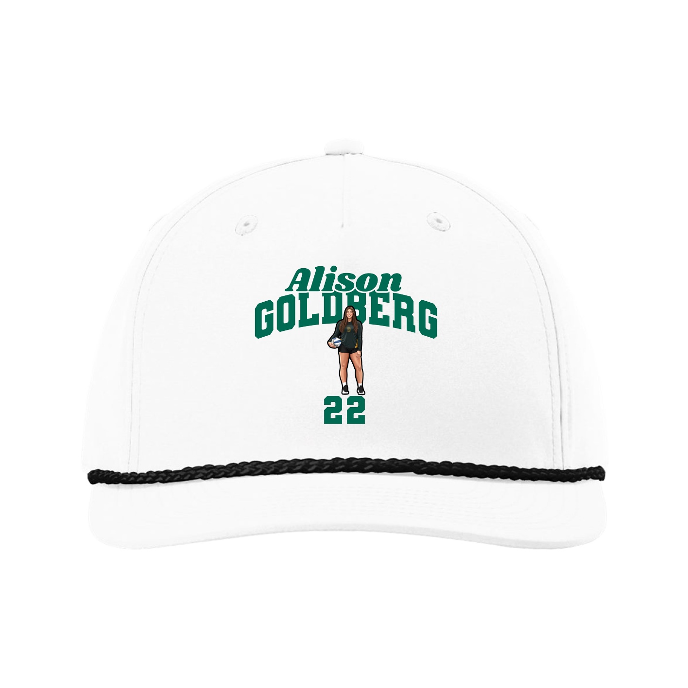 Five-Panel Classic Rope Cap — Signature Arch in White