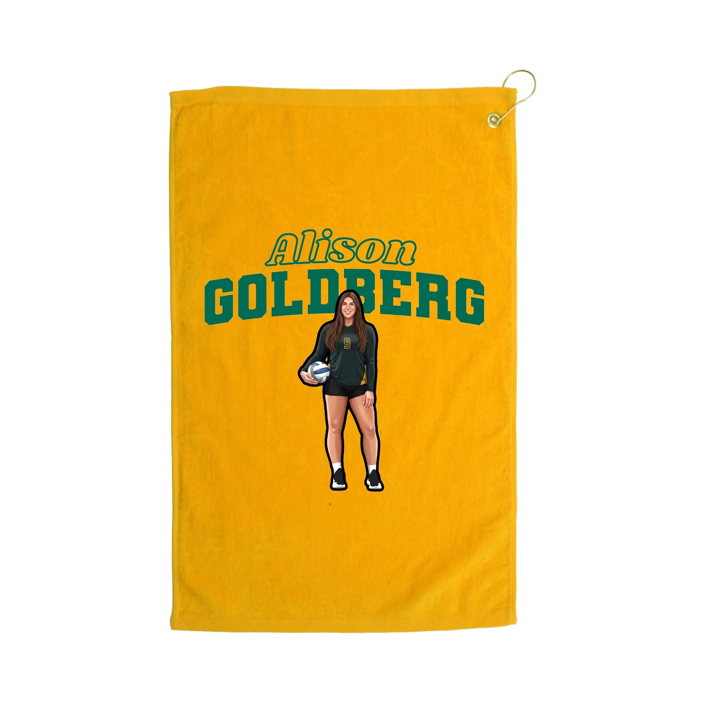 Golf Towel — Name Arch in Gold