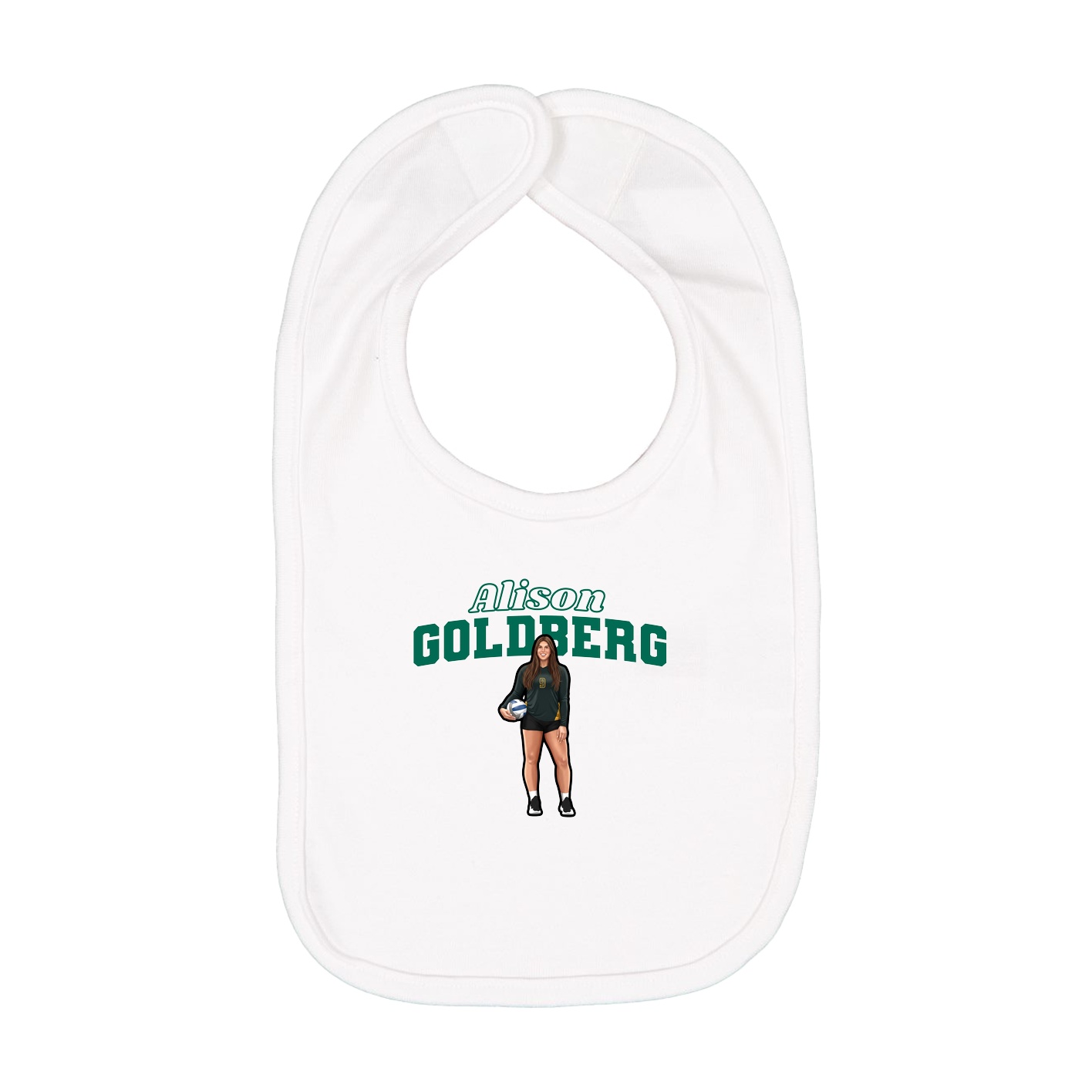 Infant Bib — Name Arch in White