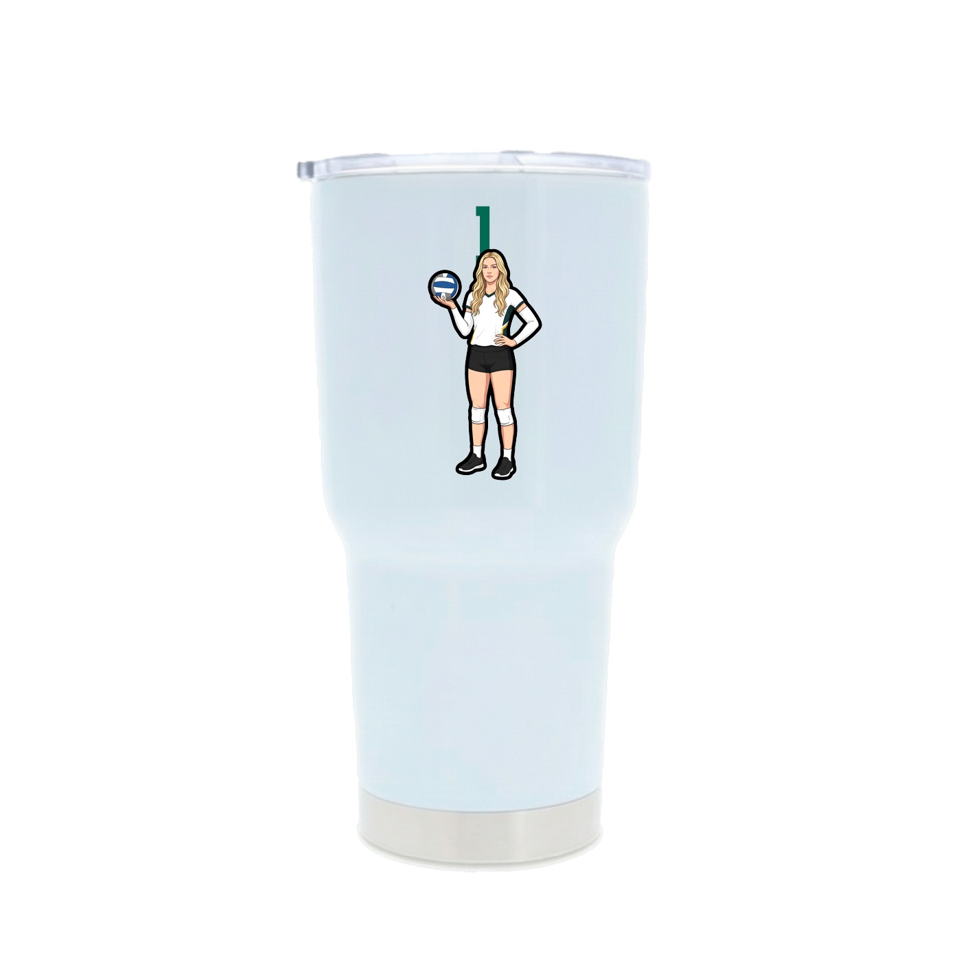 30oz Stainless Steel Tumbler — Number Top in White